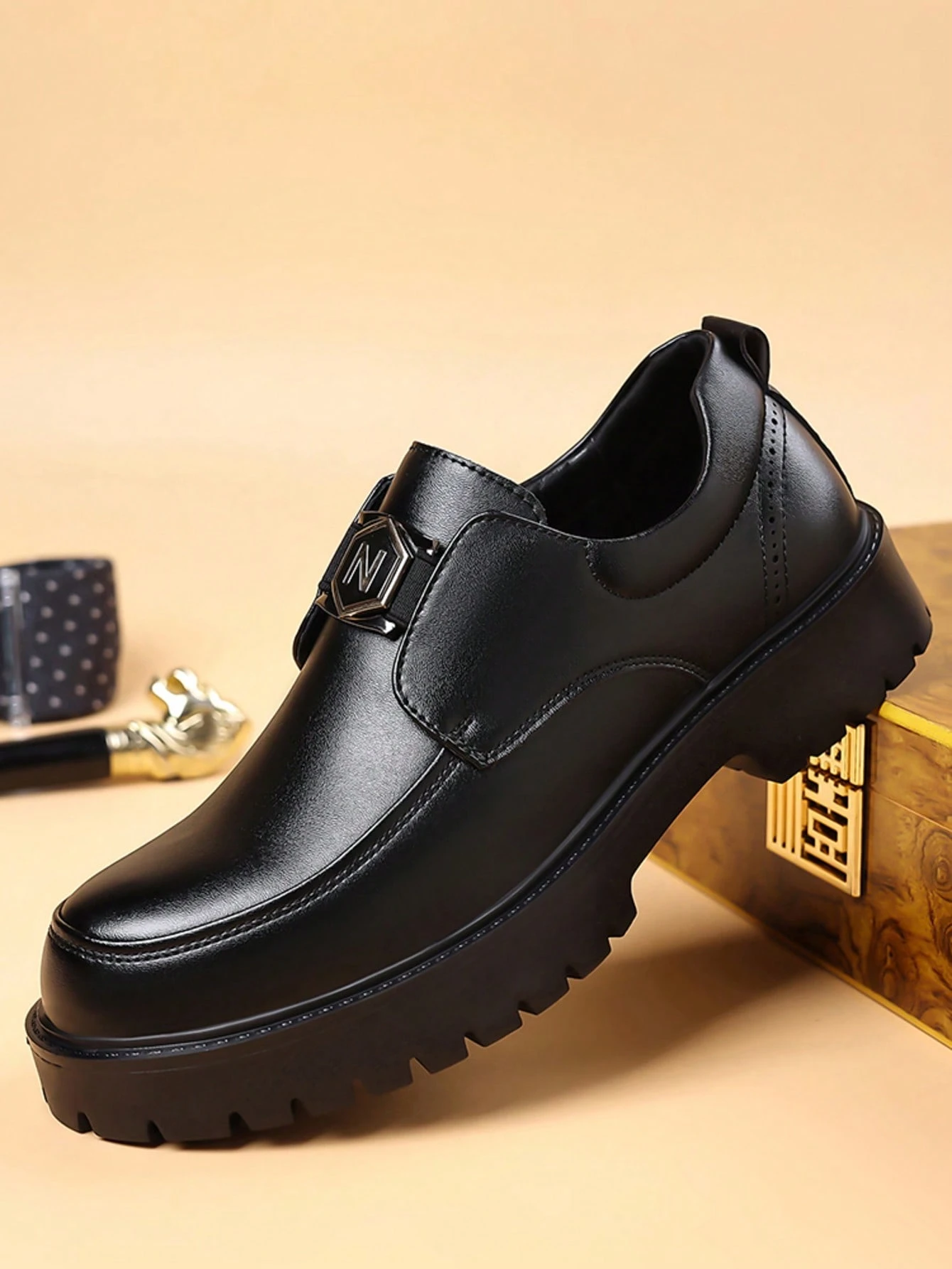 Mocassins formels à enfiler pour hommes, style britannique, semelle épaisse confortable, — vue 5