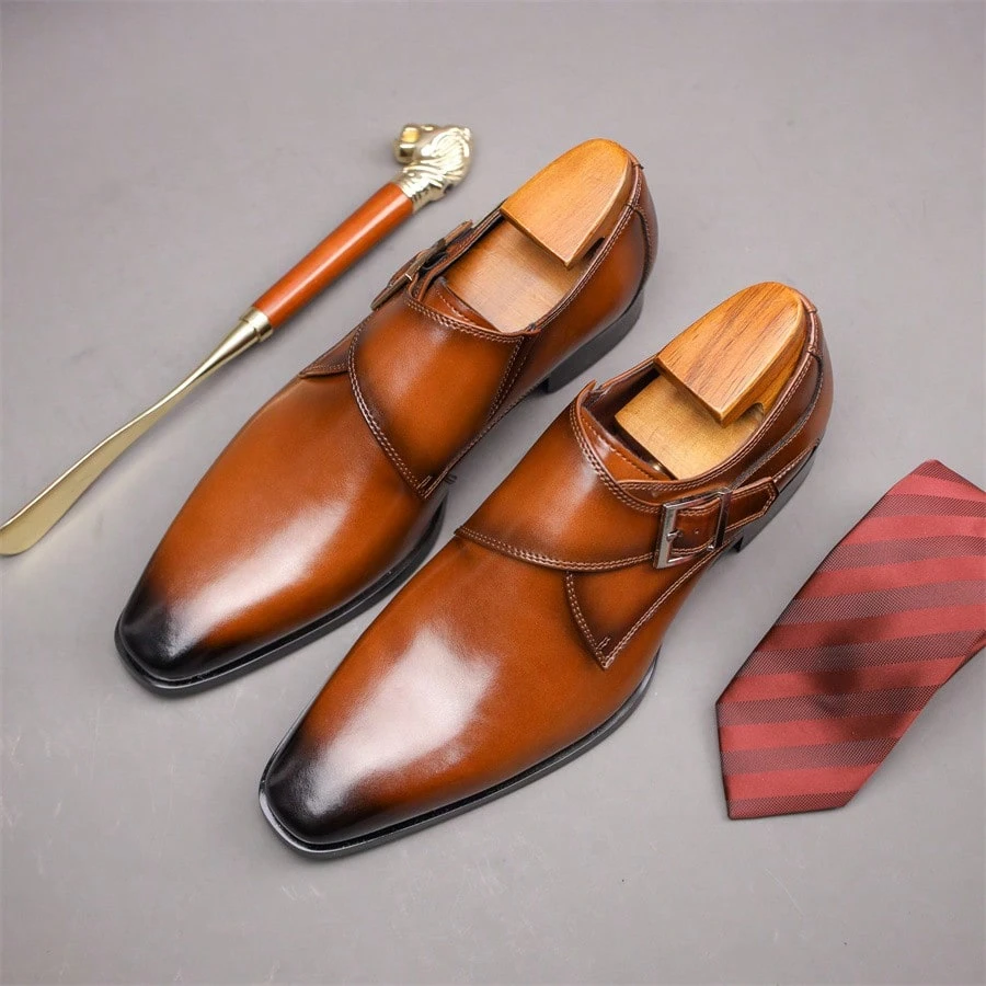 Chaussures de bureau classiques pour hommes, avec boucle unique, chaussures de cérémonie — vue 2