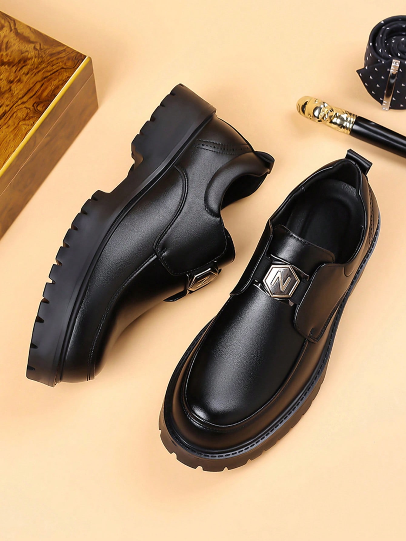 Mocassins formels à enfiler pour hommes, style britannique, semelle épaisse confortable, — vue 8