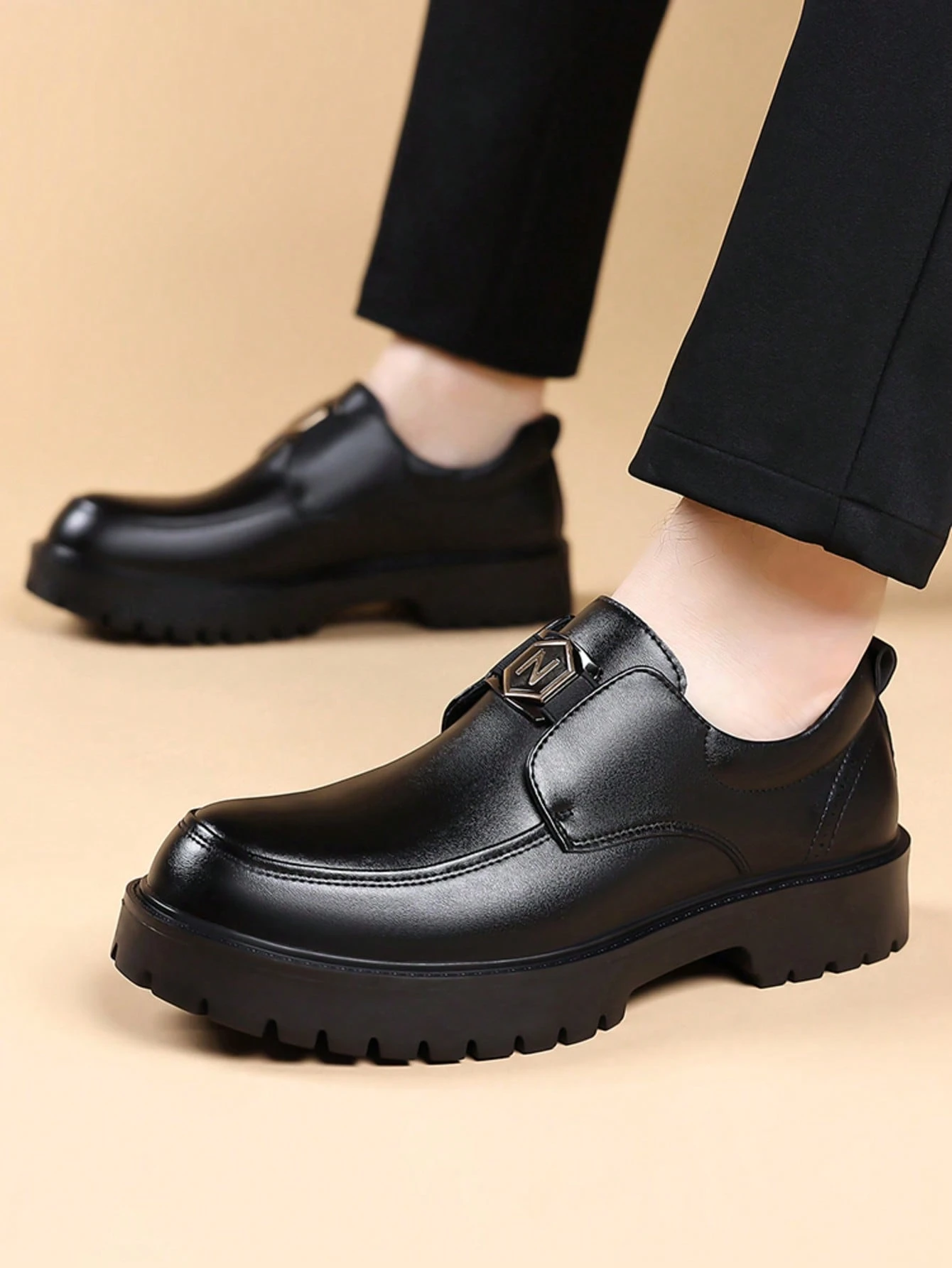 Mocassins formels à enfiler pour hommes, style britannique, semelle épaisse confortable, — vue 7