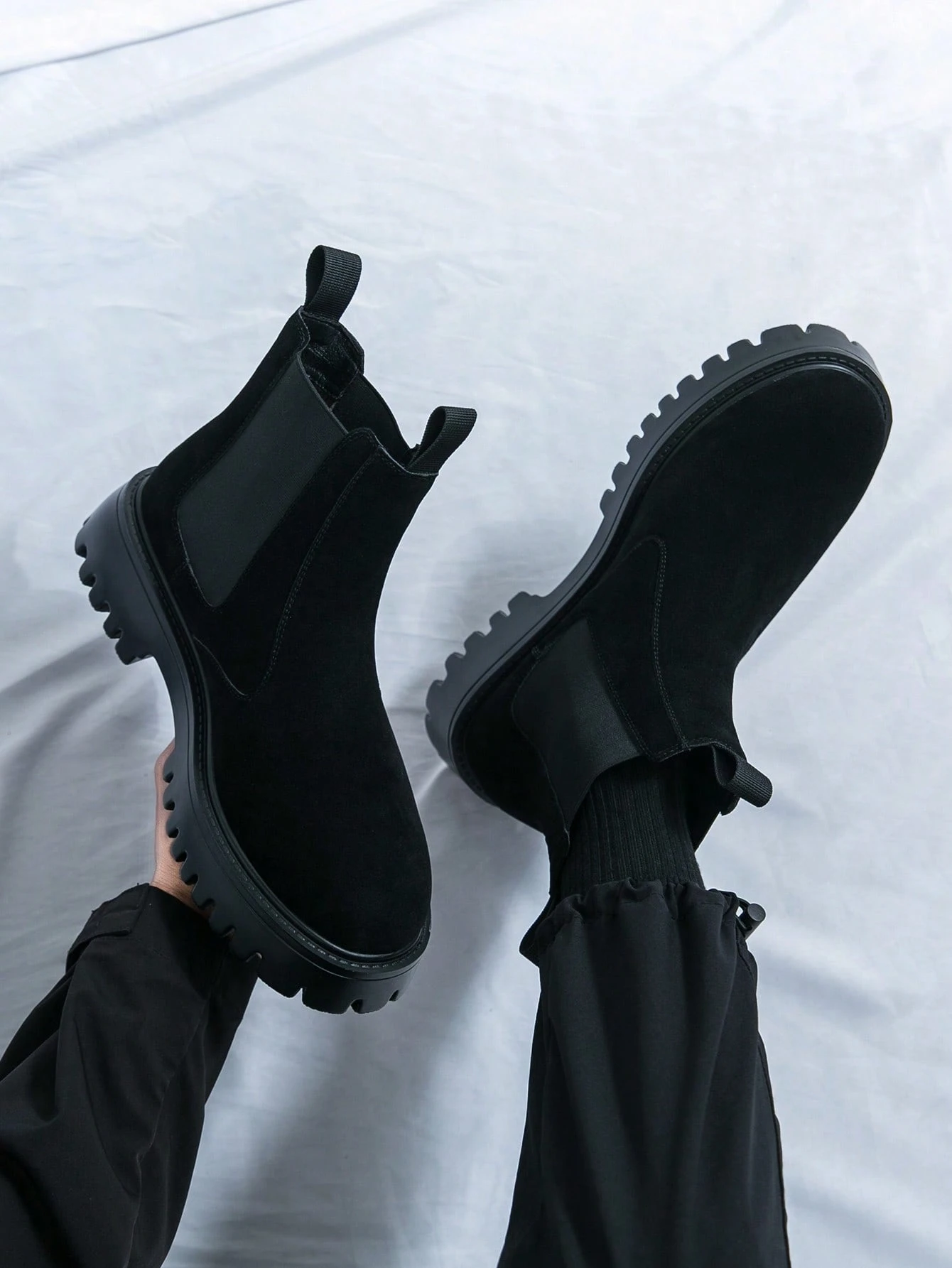 Bottes Chelsea pour hommes à enfiler, bout rond, bottes de cheville en PU, bottes de — vue 6