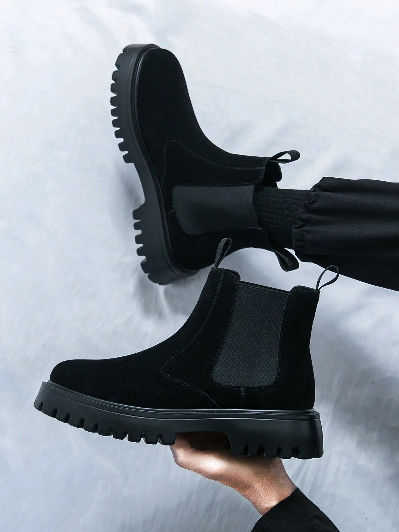 Bottes Chelsea pour hommes à enfiler, bout rond, bottes de cheville en PU, bottes de — vue 5