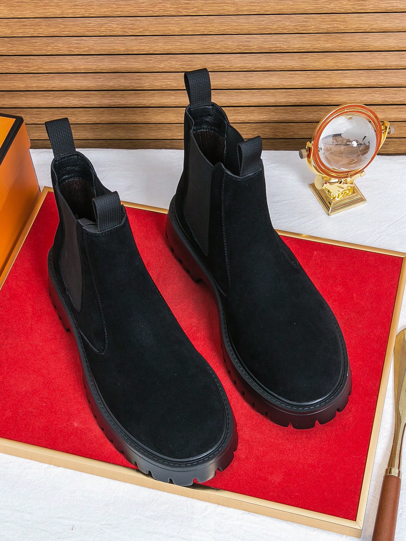 Bottes Chelsea pour hommes à enfiler, bout rond, bottes de cheville en PU, bottes de — vue 10