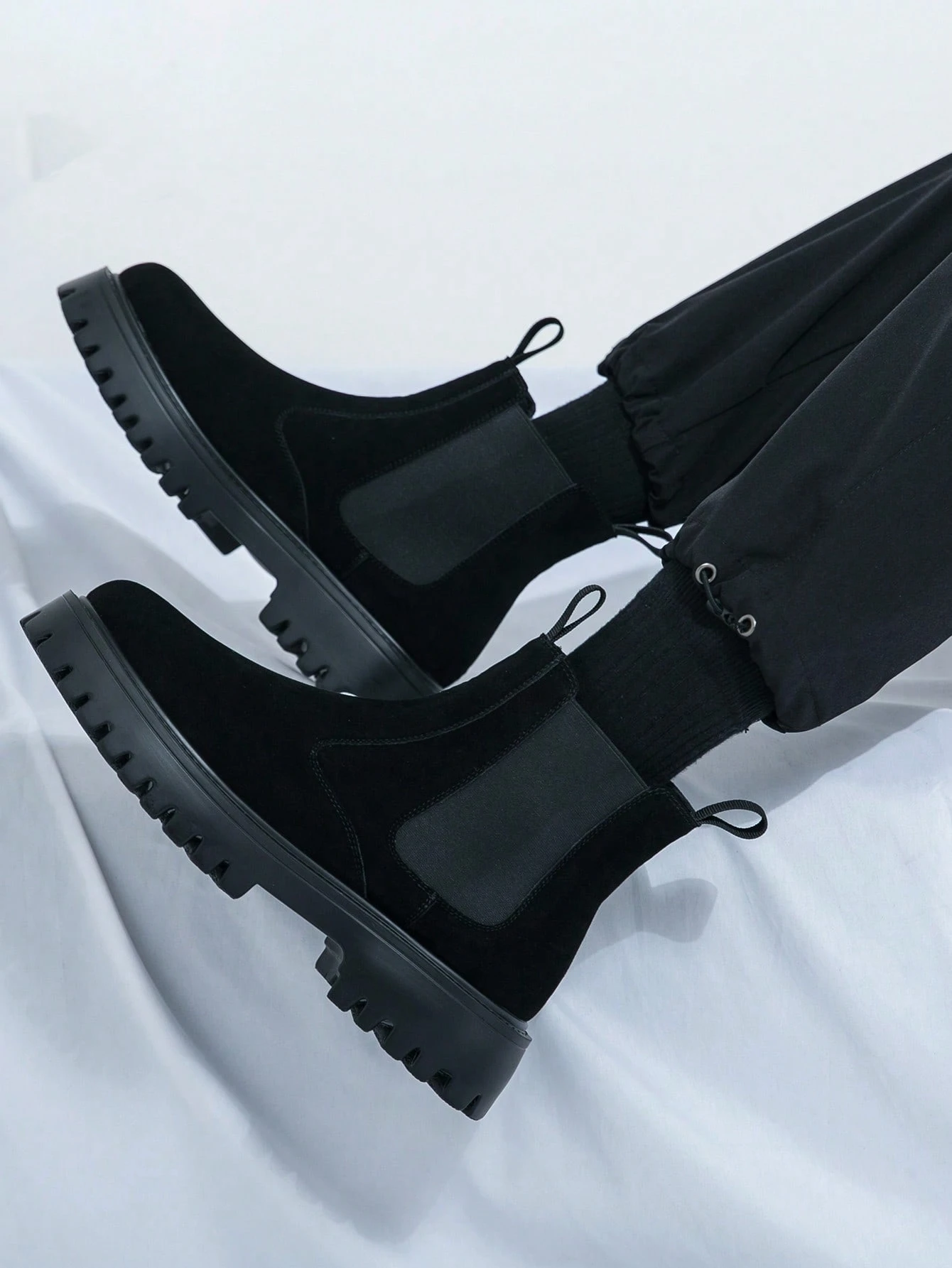 Bottes Chelsea pour hommes à enfiler, bout rond, bottes de cheville en PU, bottes de — vue 7