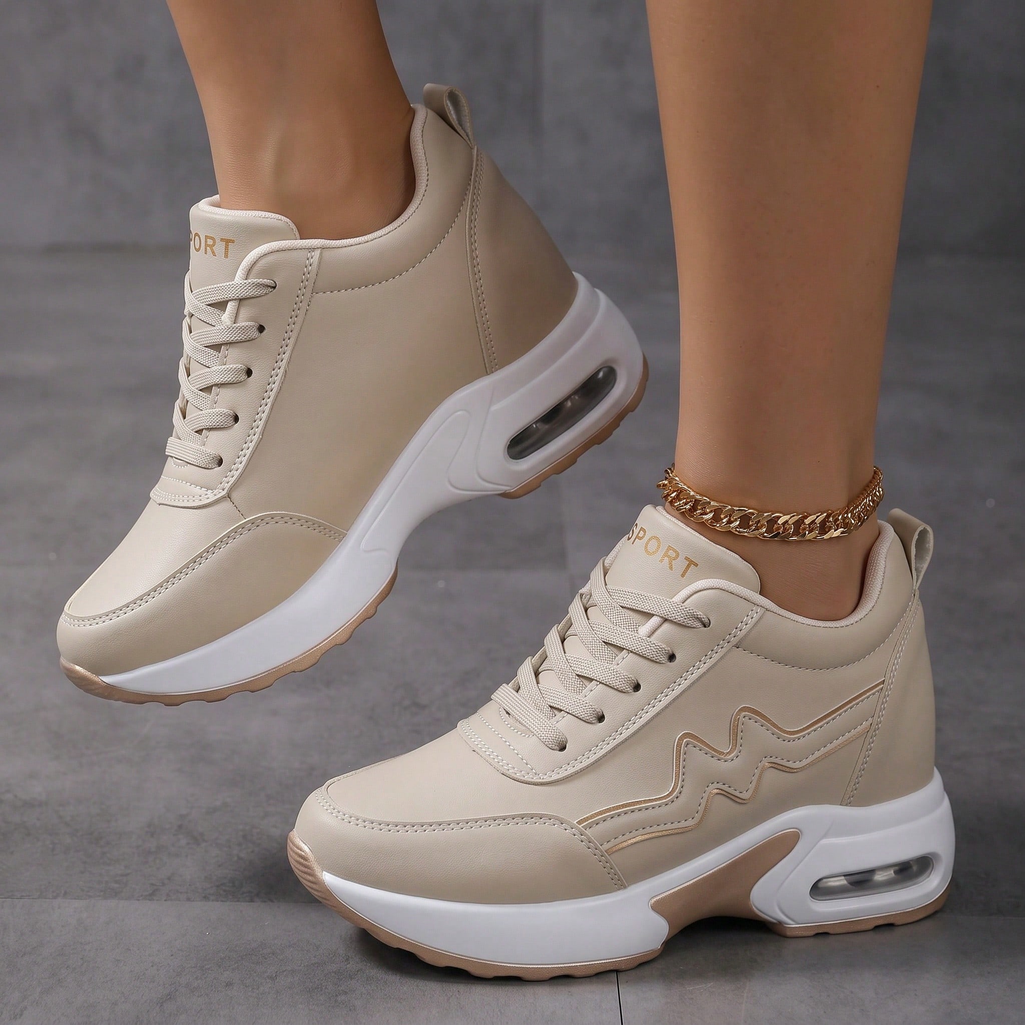 Baskets décontractées à semelle épaisse pour femmes SOSENFER, chaussures de sport en cuir — vue 6