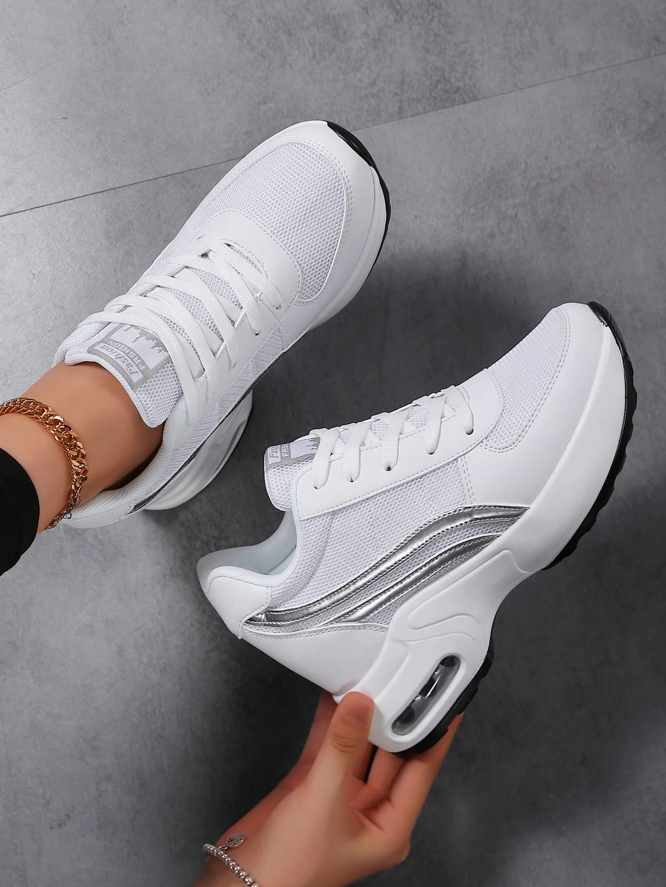 Baskets décontractées à semelle épaisse pour femmes SOSENFER, chaussures de sport en cuir — vue 8