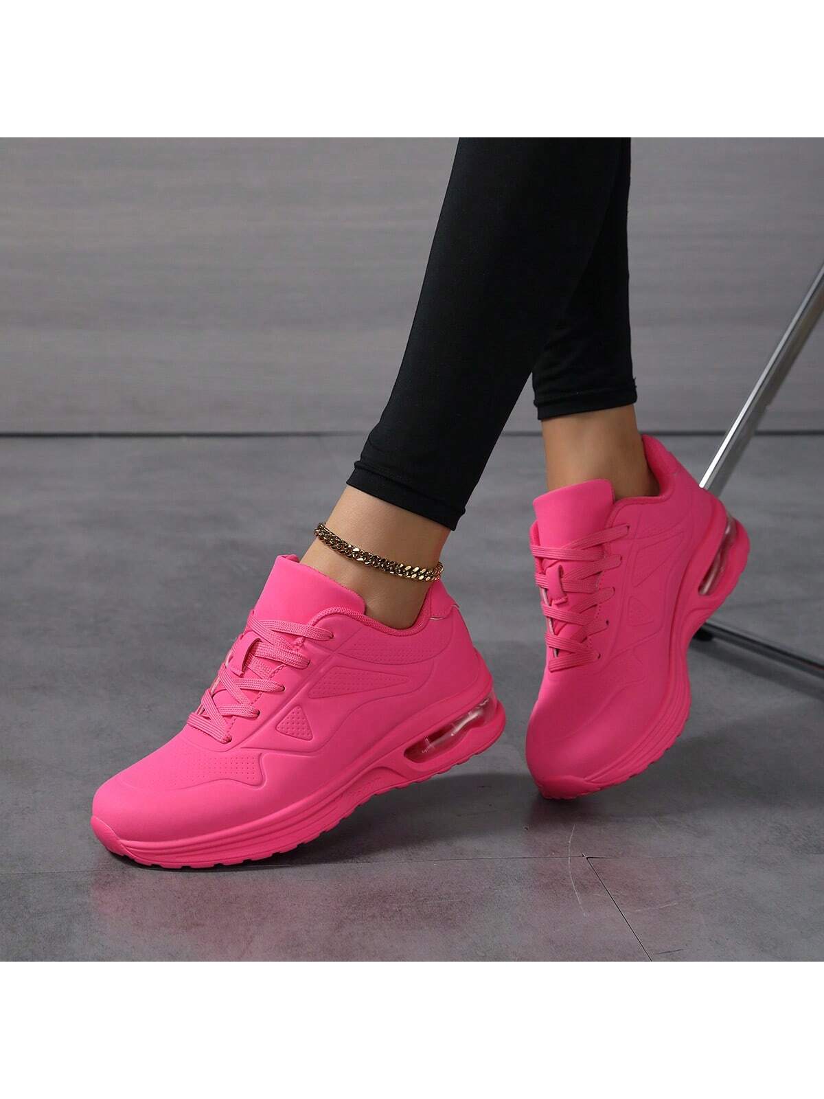 Baskets noires à coussin d'air épaisses, chaussures de sport décontractées à semelle — vue 3