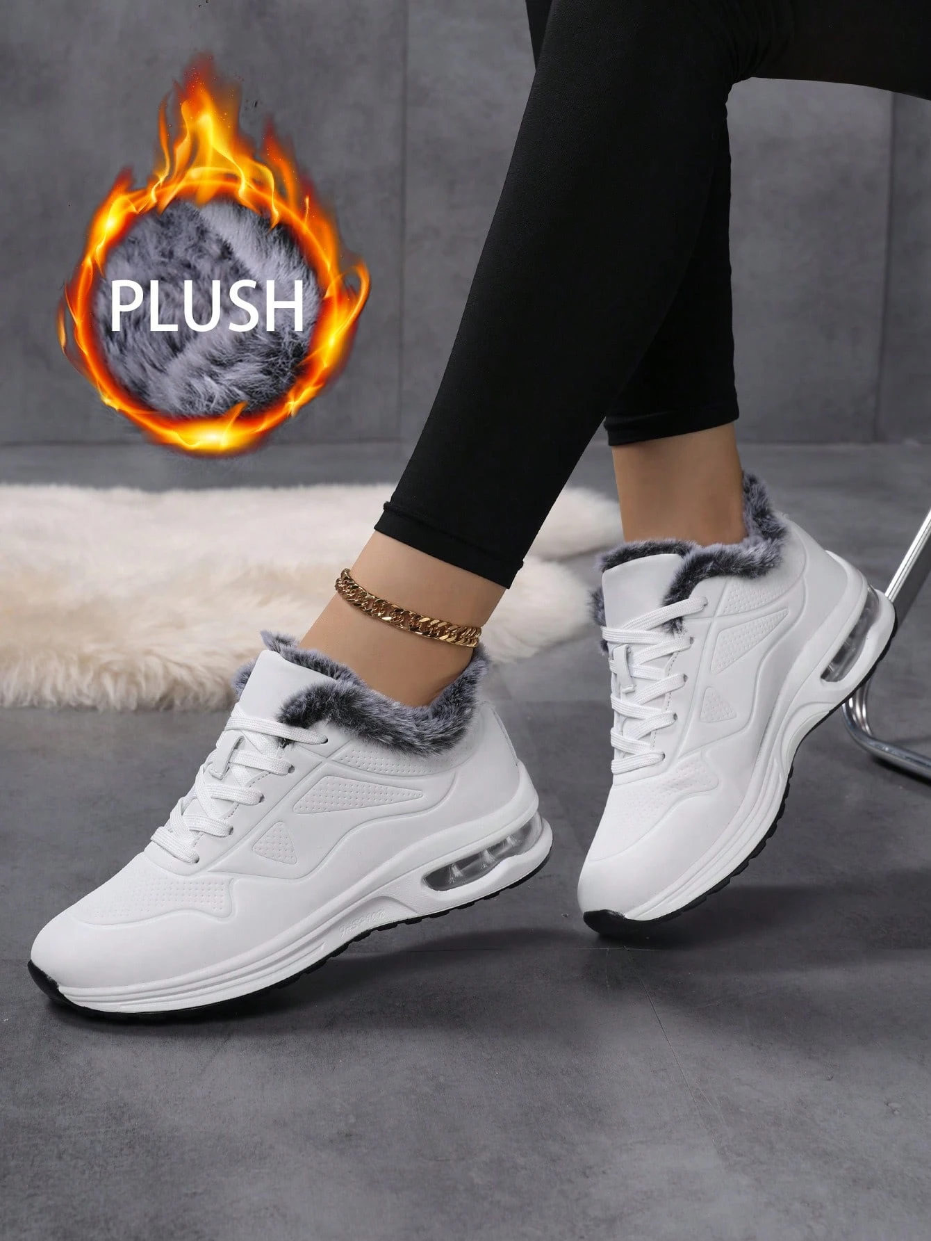 Baskets noires à coussin d'air épaisses, chaussures de sport décontractées à semelle — vue 2