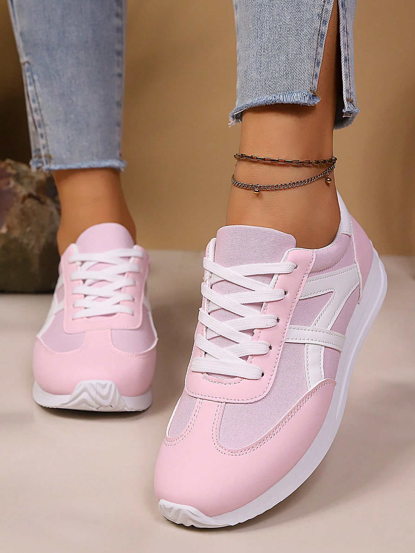 Baskets décontractées basses vertes pour femmes, grande taille, lacets blancs, semelle — vue 2