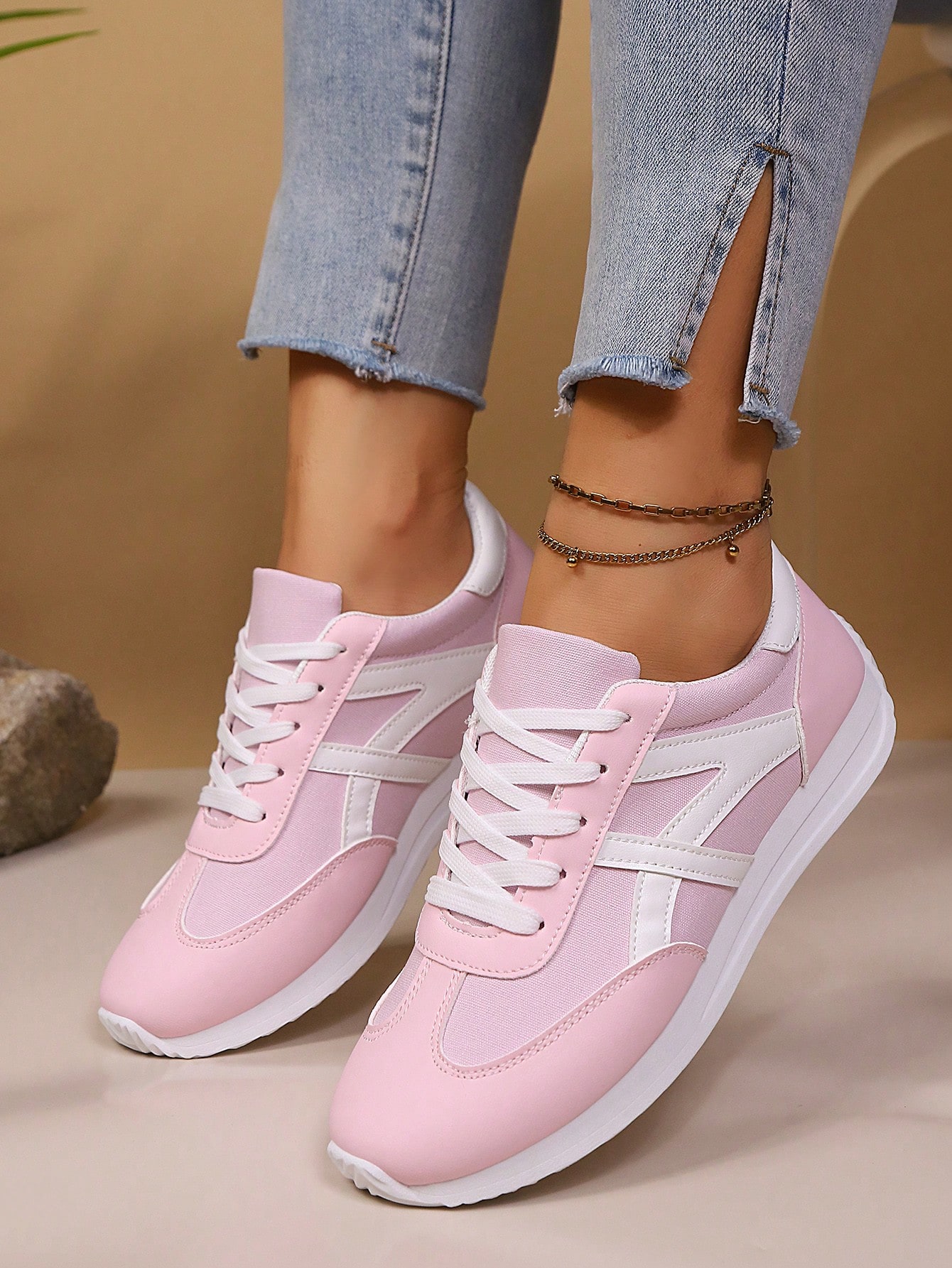 Baskets décontractées basses vertes pour femmes, grande taille, lacets blancs, semelle — vue 11