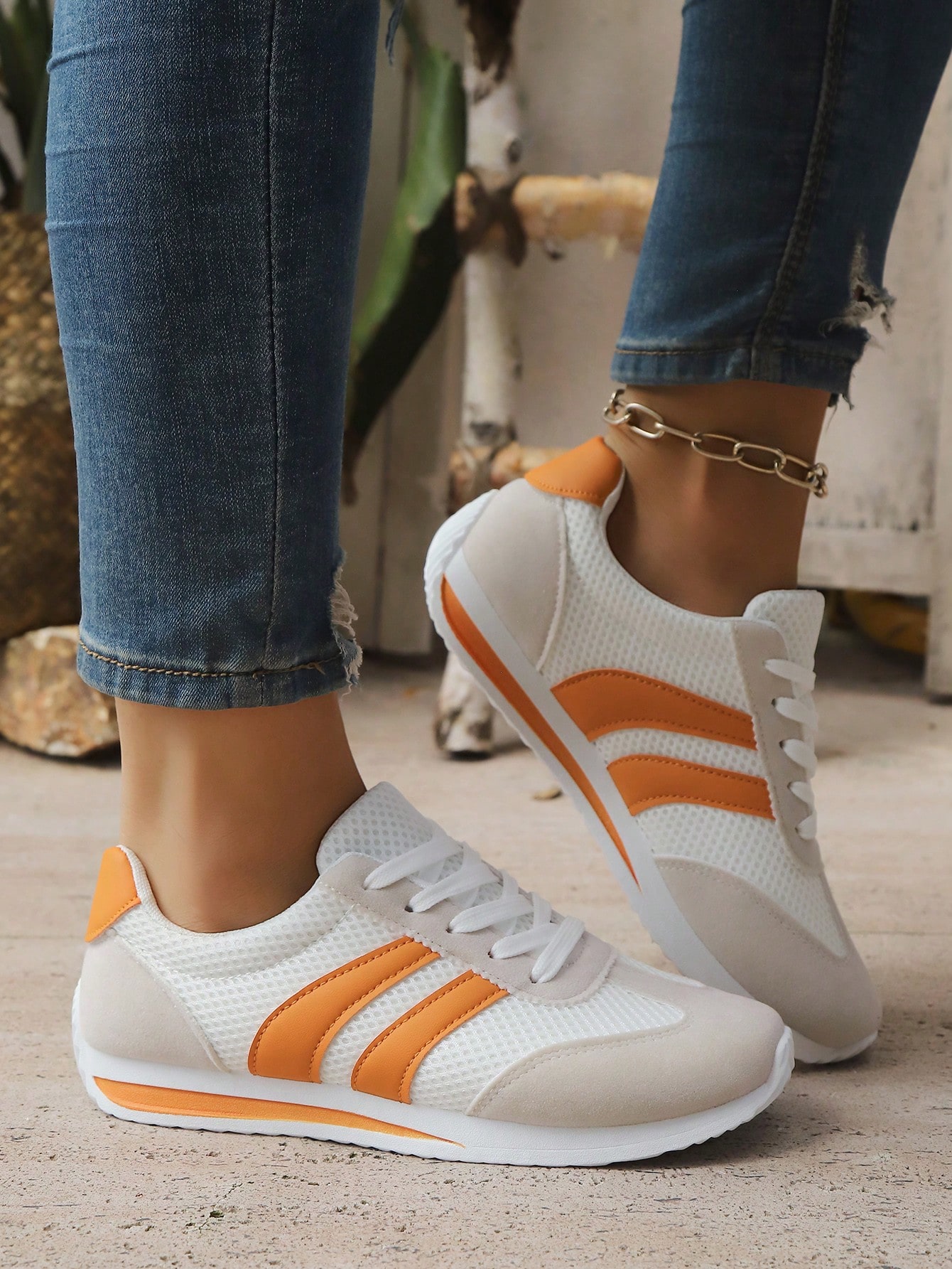 Baskets décontractées basses vertes pour femmes, grande taille, lacets blancs, semelle — vue 9