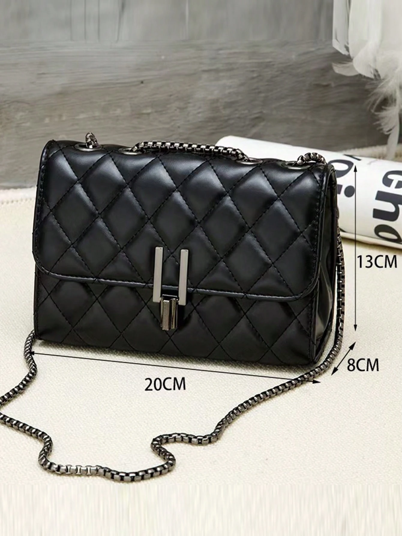 Sac à bandoulière élégant pour femmes avec sangle en chaîne, sac bandoulière matelassé, — vue 9