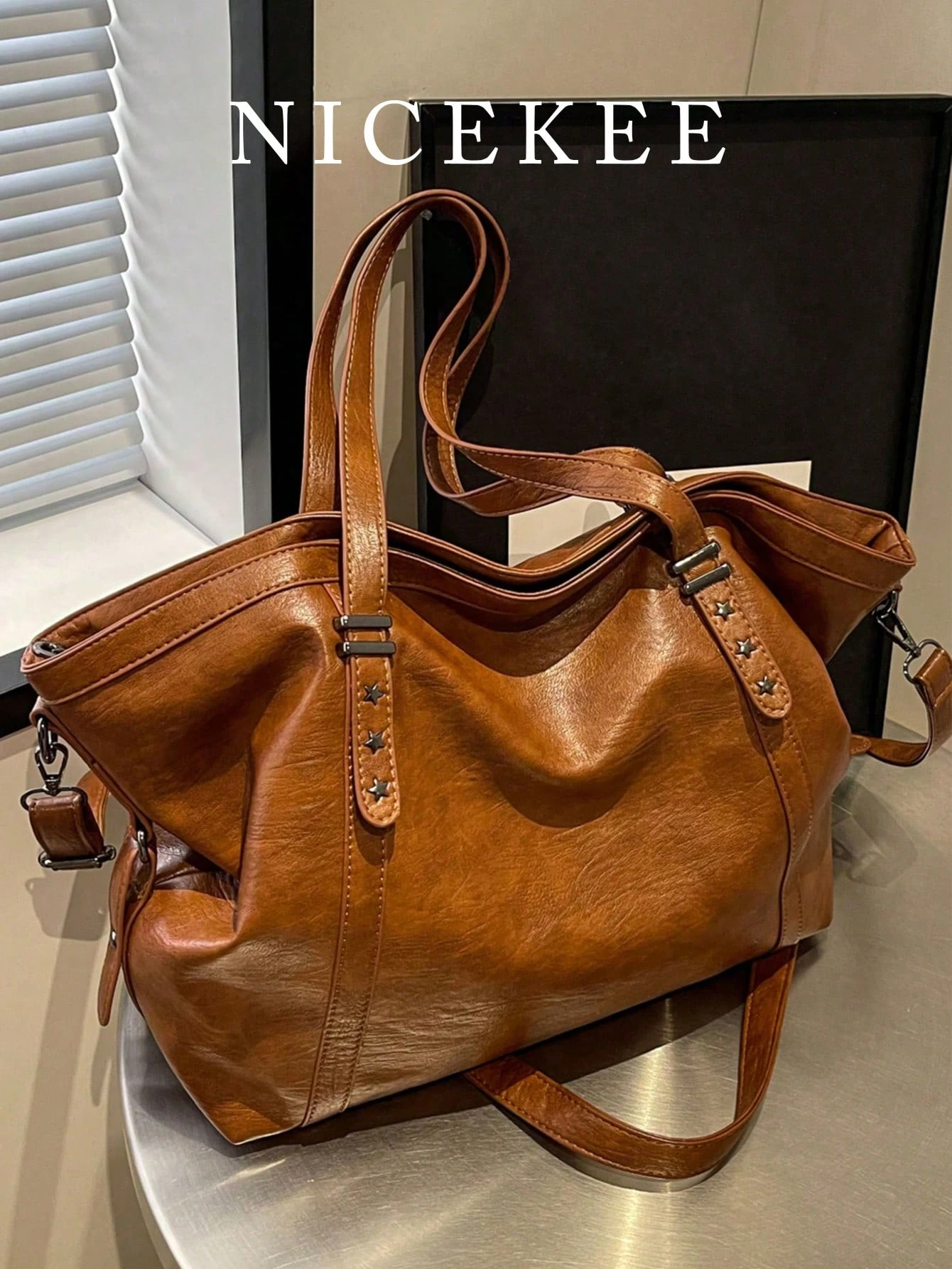 Sac à bandoulière et sac à main grande capacité en similicuir, style décontracté, adapté