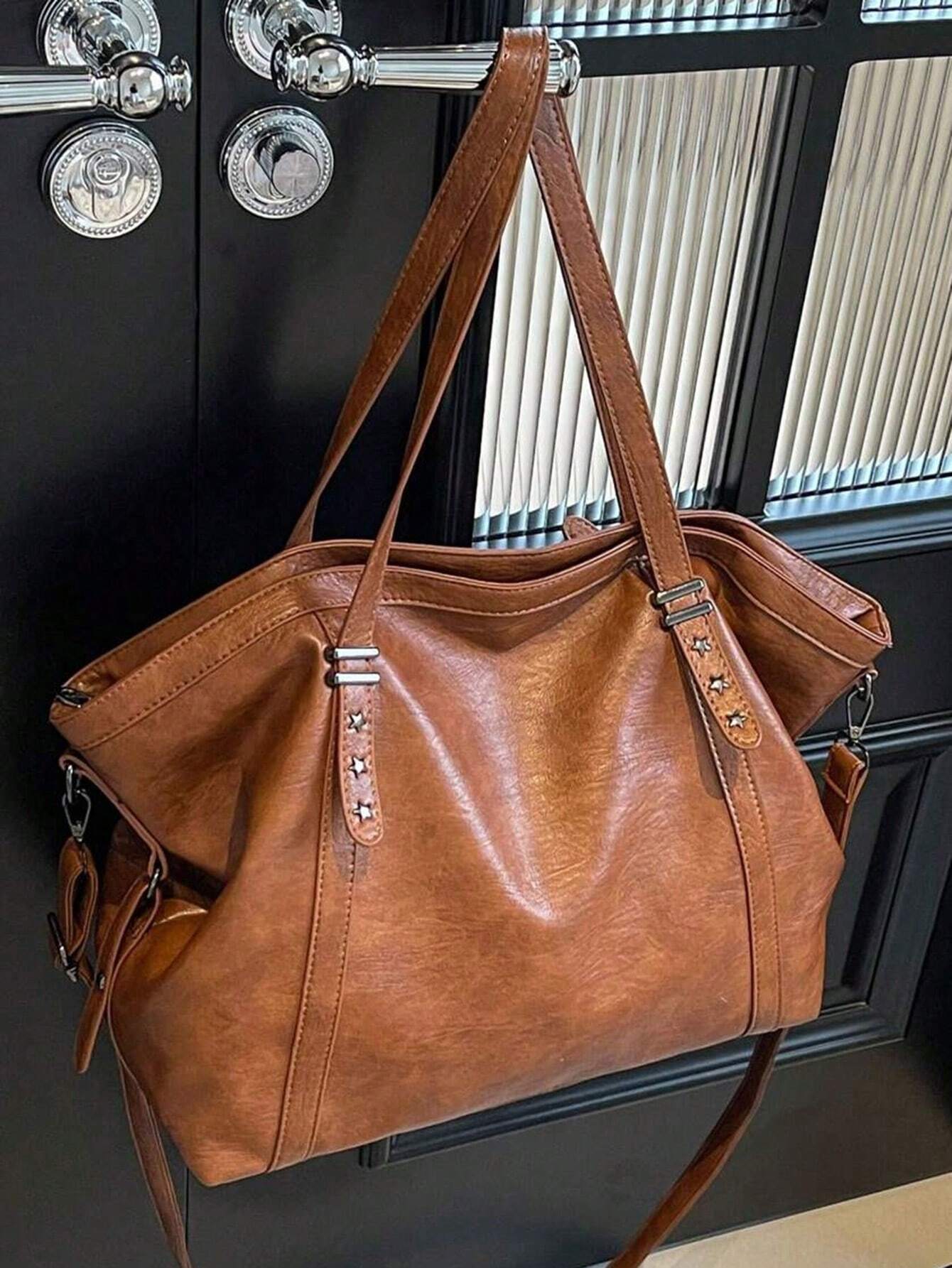 Sac à bandoulière et sac à main grande capacité en similicuir, style décontracté, adapté — vue 6