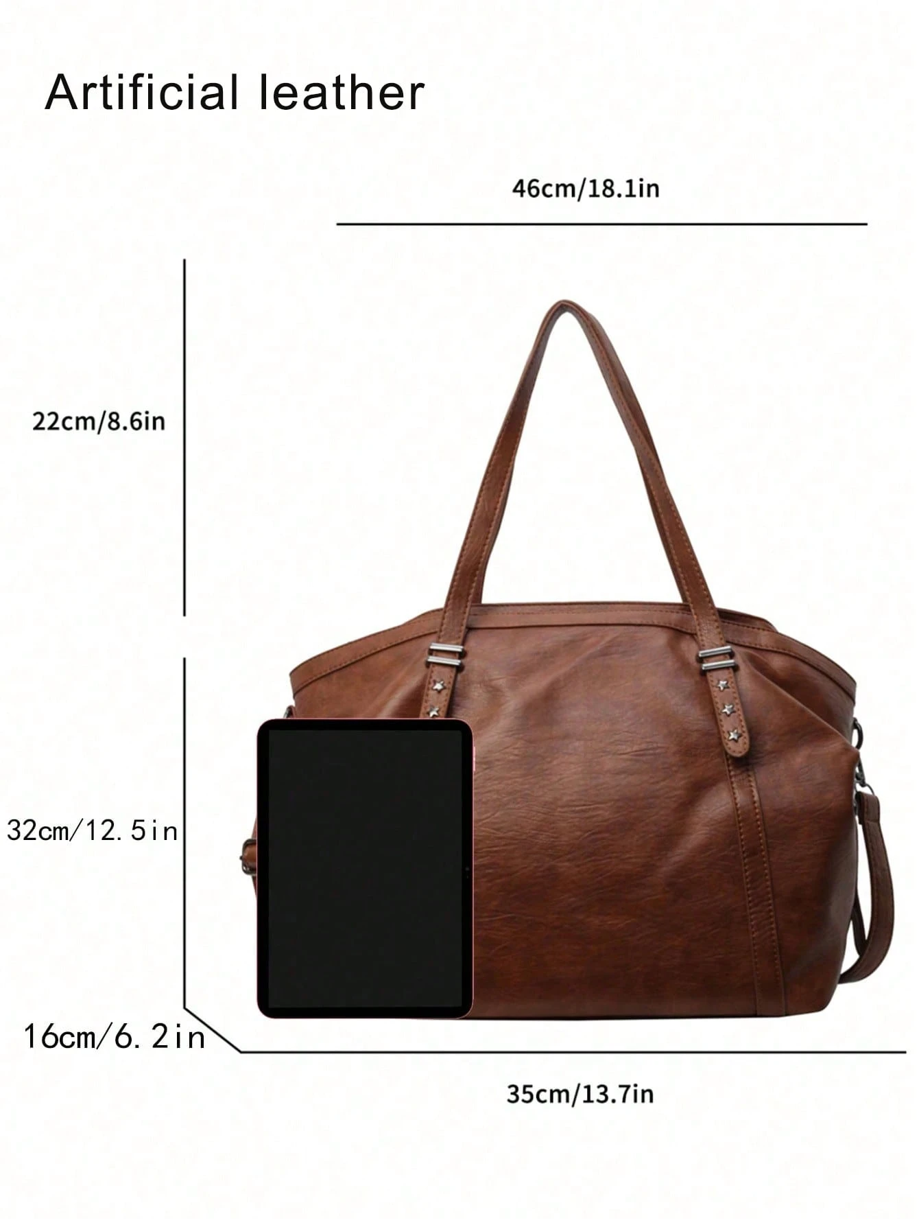 Sac à bandoulière et sac à main grande capacité en similicuir, style décontracté, adapté — vue 8