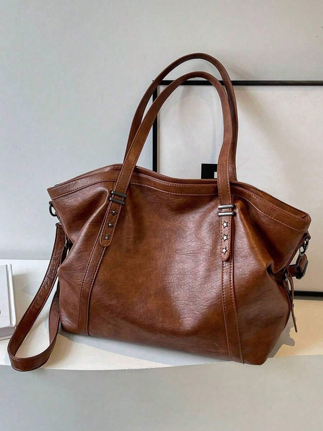 Sac à bandoulière et sac à main grande capacité en similicuir, style décontracté, adapté — vue 10