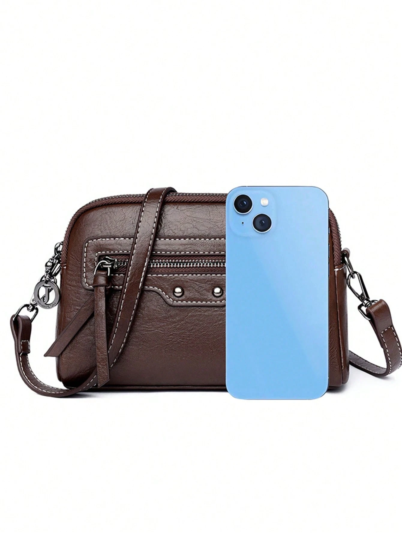 Sac à bandoulière vintage à la mode en tissu PU imperméable de couleur unie, design avec — vue 9