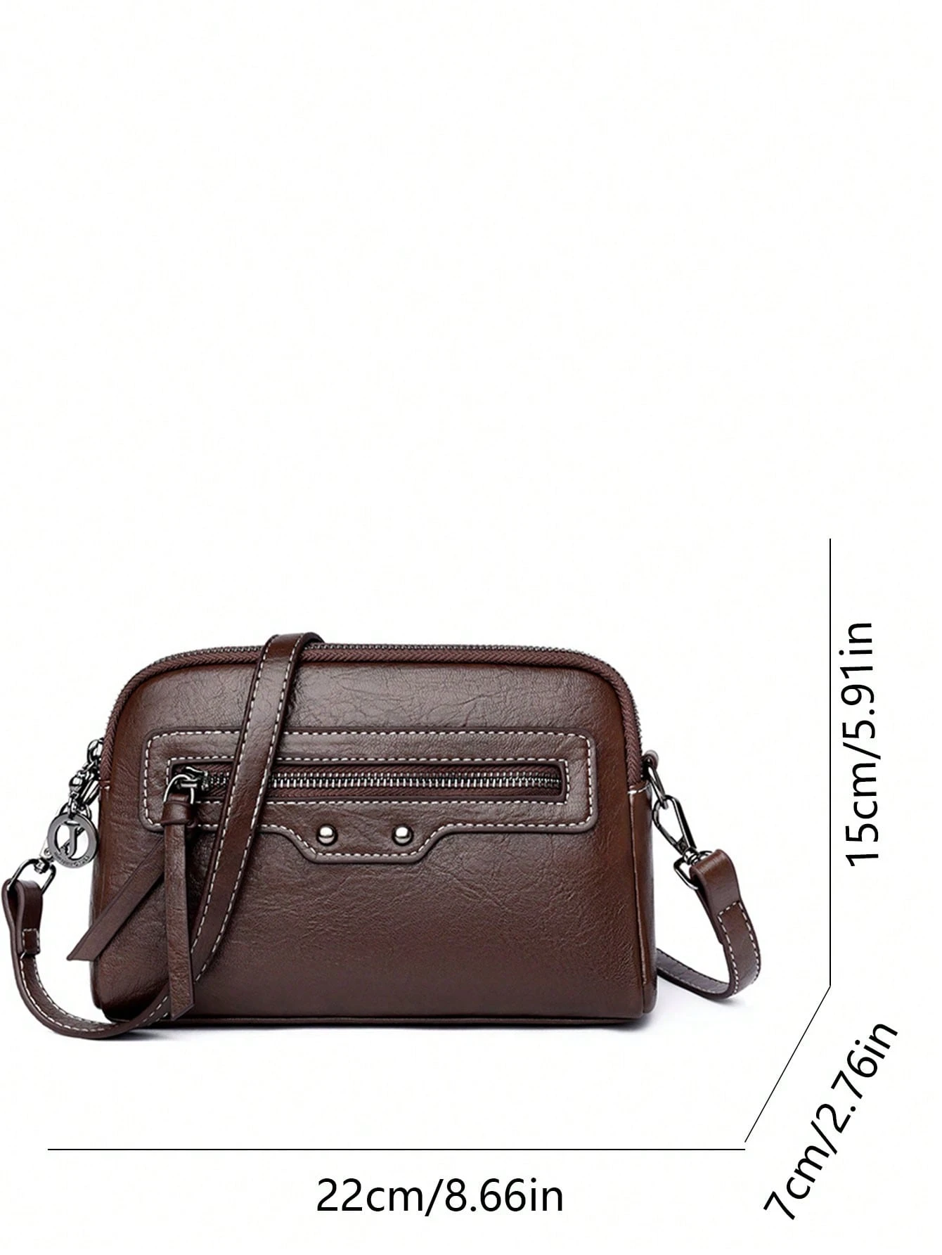 Sac à bandoulière vintage à la mode en tissu PU imperméable de couleur unie, design avec — vue 8