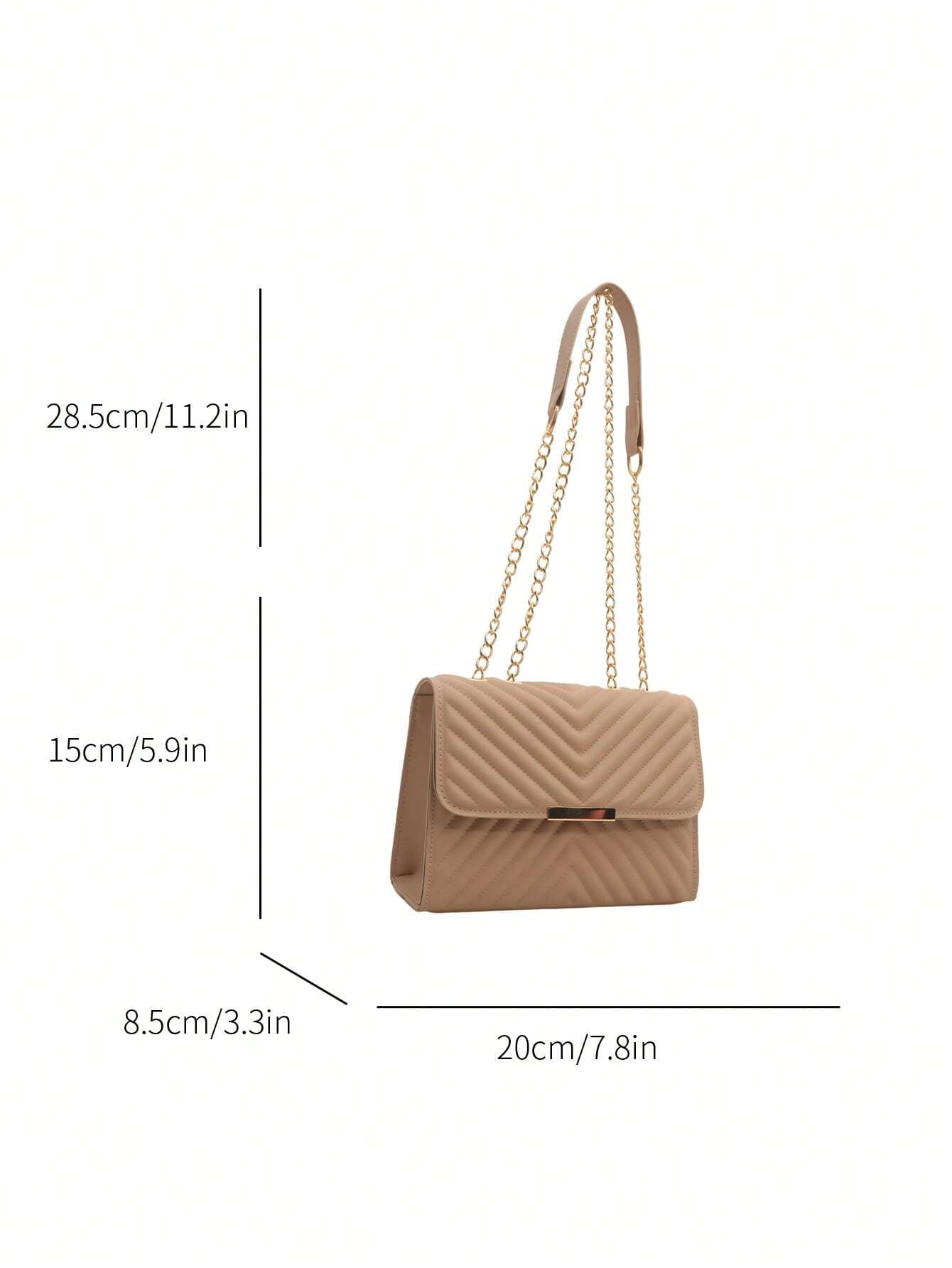 Sac à bandoulière matelassé de couleur unie à la mode avec chaîne — vue 4
