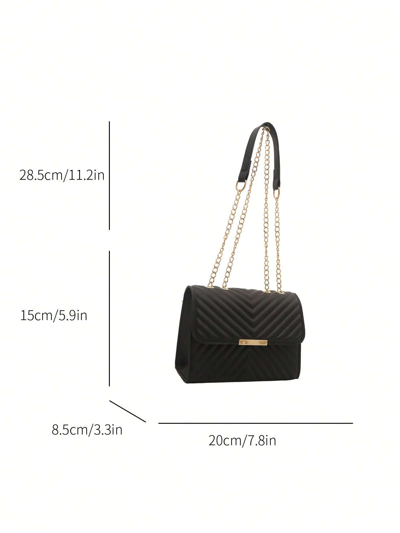 Sac à bandoulière matelassé de couleur unie à la mode avec chaîne — vue 5
