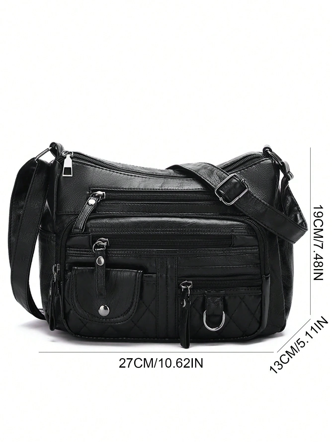 Sac à bandoulière vintage en PU pour femmes, sac bandoulière multi-poches, petit sac à — vue 4
