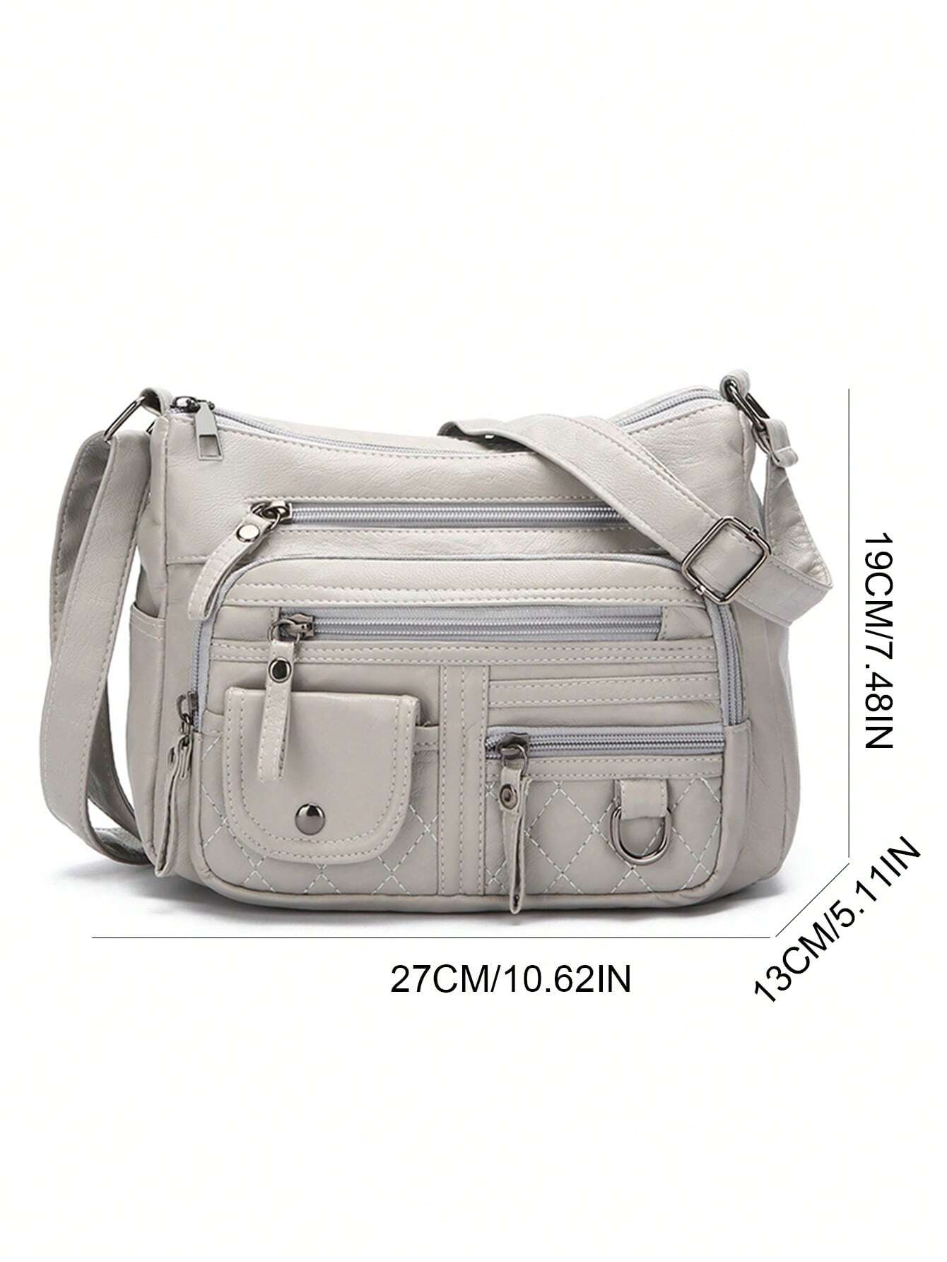 Sac à bandoulière vintage en PU pour femmes, sac bandoulière multi-poches, petit sac à — vue 3