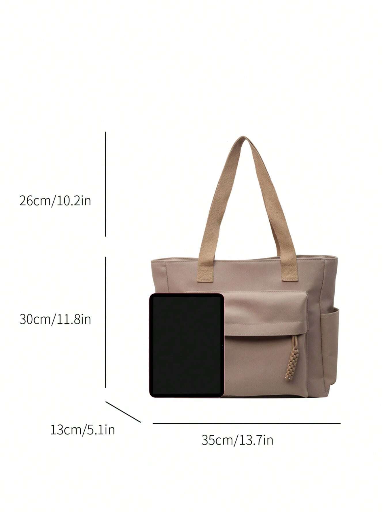 Sac bandoulière rétro, sac en tissu uni grande capacité à la mode, sac bandoulière, sac à — vue 5