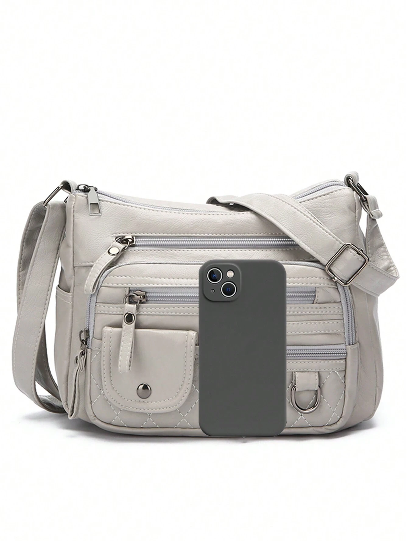 Sac à bandoulière vintage en PU pour femmes, sac bandoulière multi-poches, petit sac à — vue 5