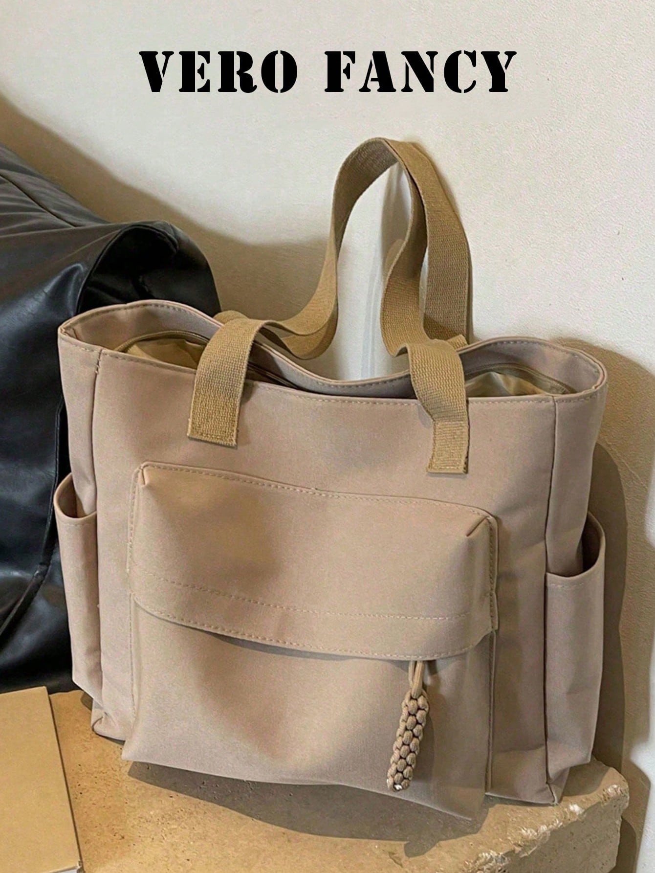 Sac bandoulière rétro, sac en tissu uni grande capacité à la mode, sac bandoulière, sac à