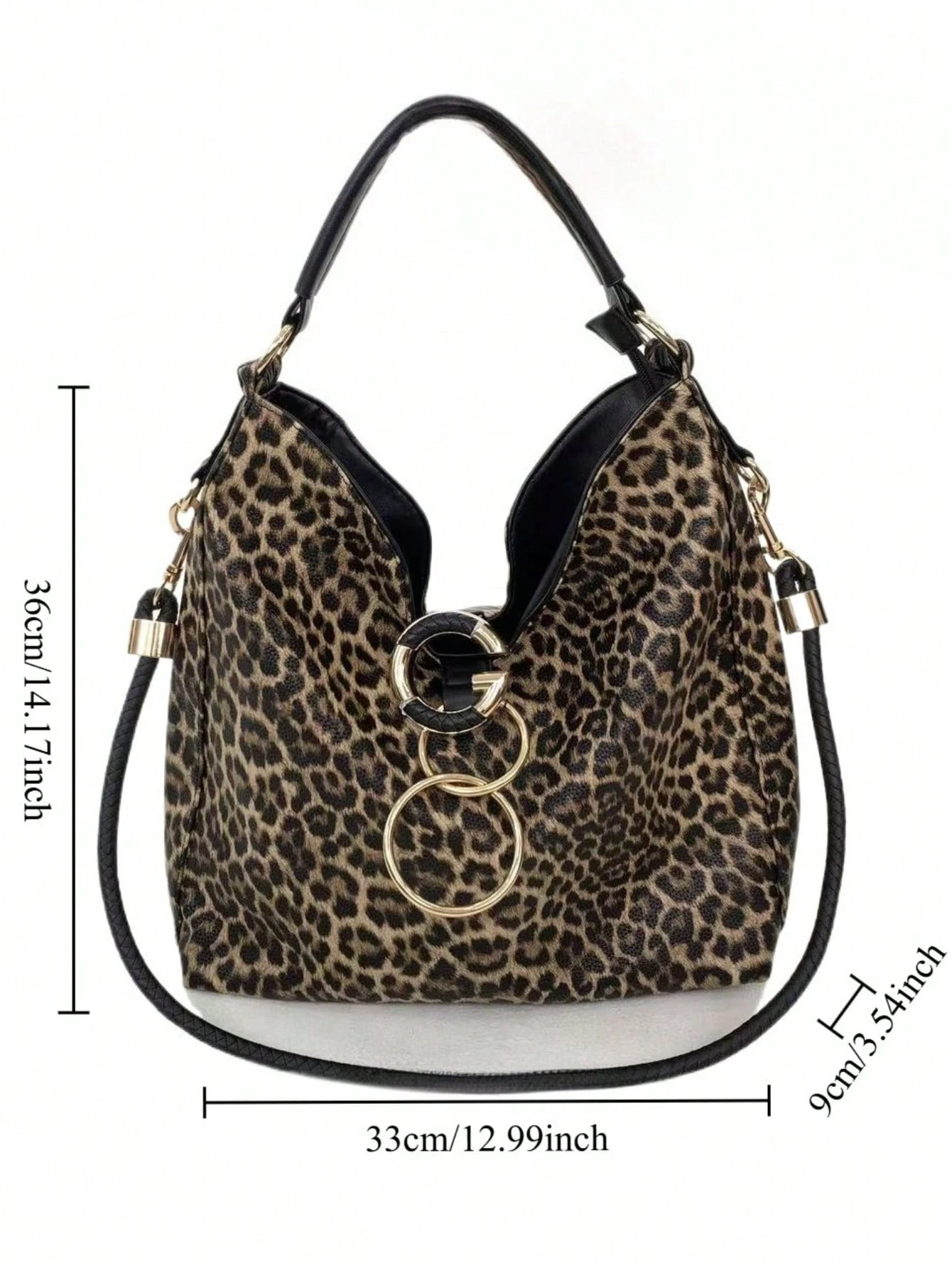 Sac à bandoulière grande capacité style bohème noir pour femmes, sac fourre-tout — vue 5