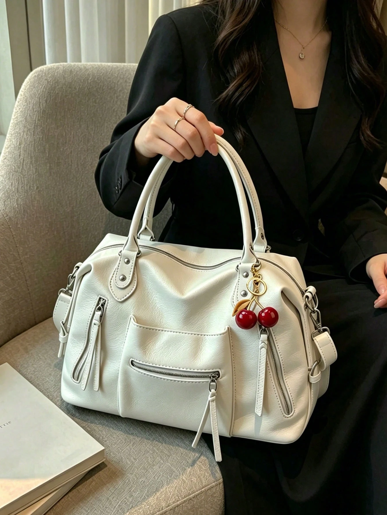 Sac bandoulière grande capacité en similicuir premium, sac fourre-tout vintage — vue 6