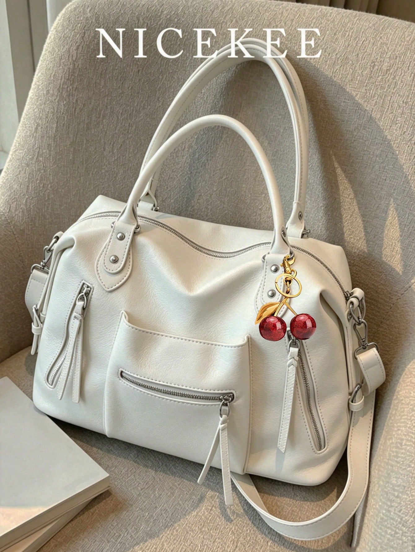 Sac bandoulière grande capacité en similicuir premium, sac fourre-tout vintage — vue 3