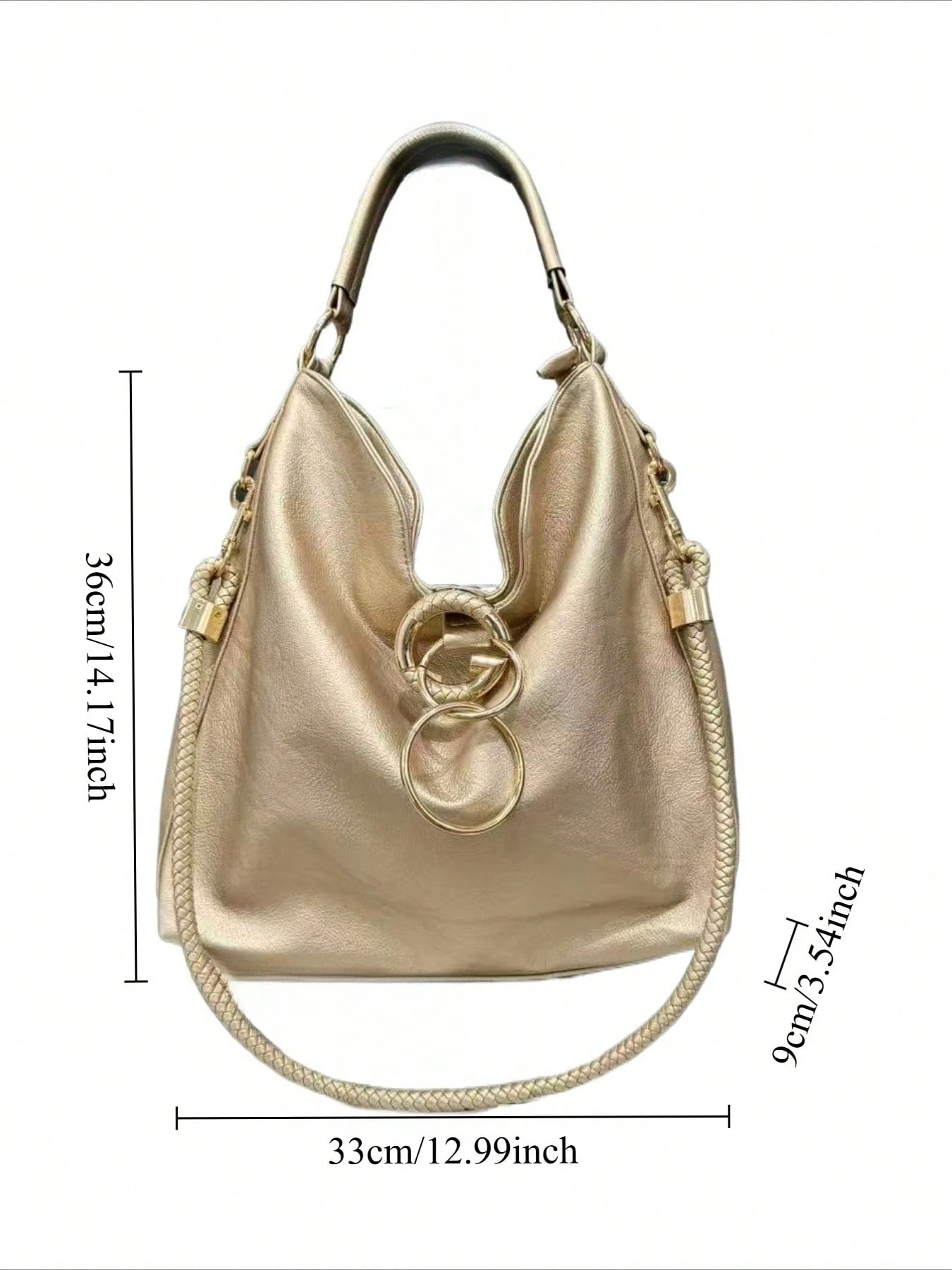 Sac à bandoulière grande capacité style bohème noir pour femmes, sac fourre-tout — vue 6