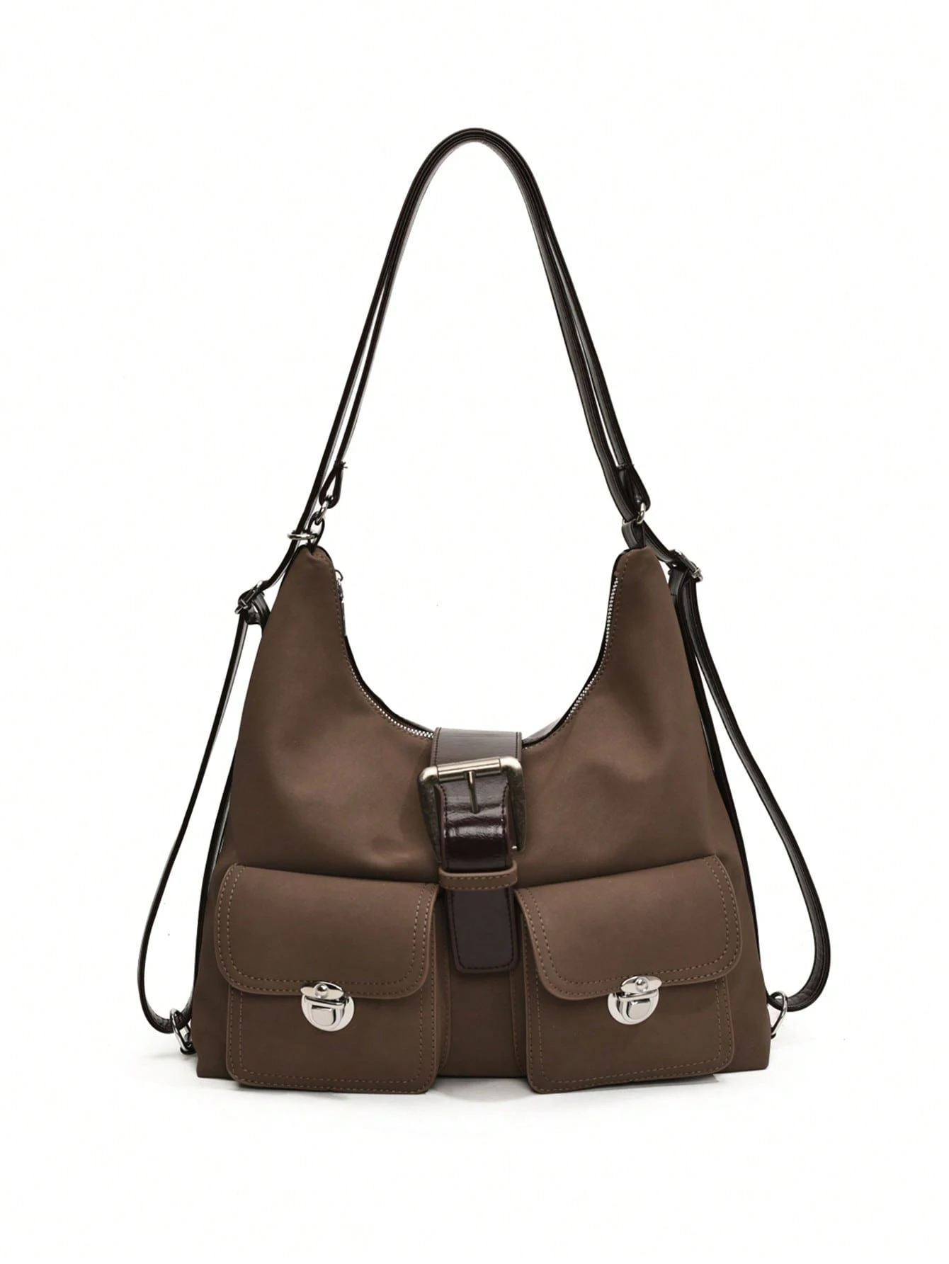 Sac à bandoulière rétro artificiel à la mode, grande capacité, design de niche à poches — vue 6
