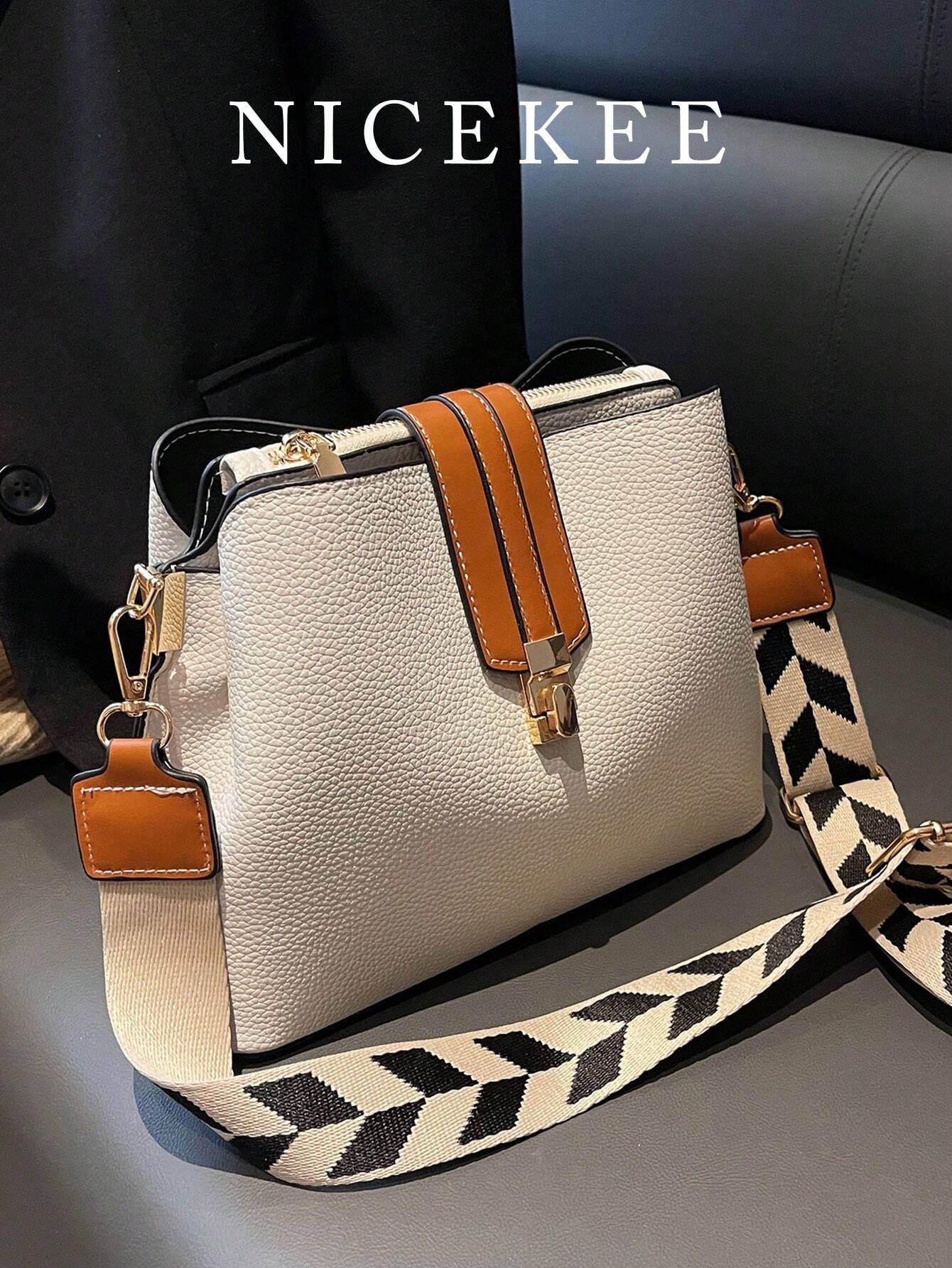 Sac bandoulière multifonctionnel artificiel de style rétro à la mode, simple et léger,