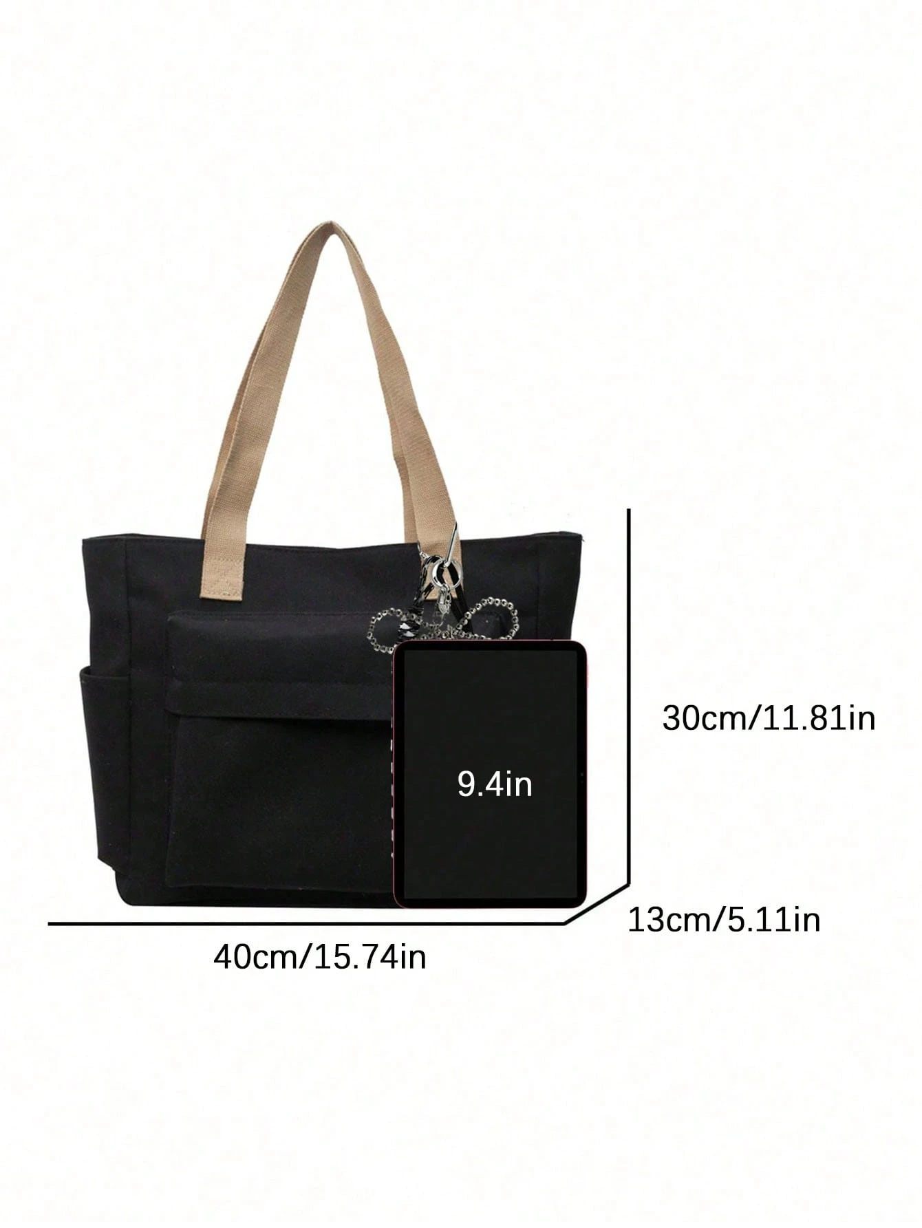 Sac bandoulière rétro, sac en tissu uni grande capacité à la mode, sac bandoulière, sac à — vue 12