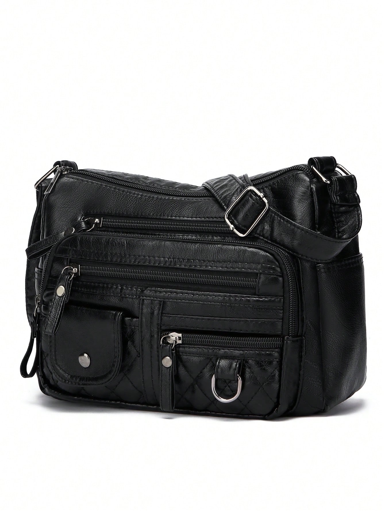 Sac à bandoulière vintage en PU pour femmes, sac bandoulière multi-poches, petit sac à — vue 10