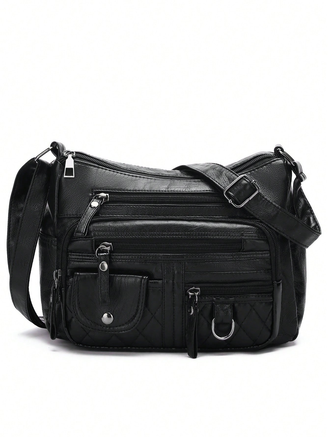 Sac à bandoulière vintage en PU pour femmes, sac bandoulière multi-poches, petit sac à — vue 8