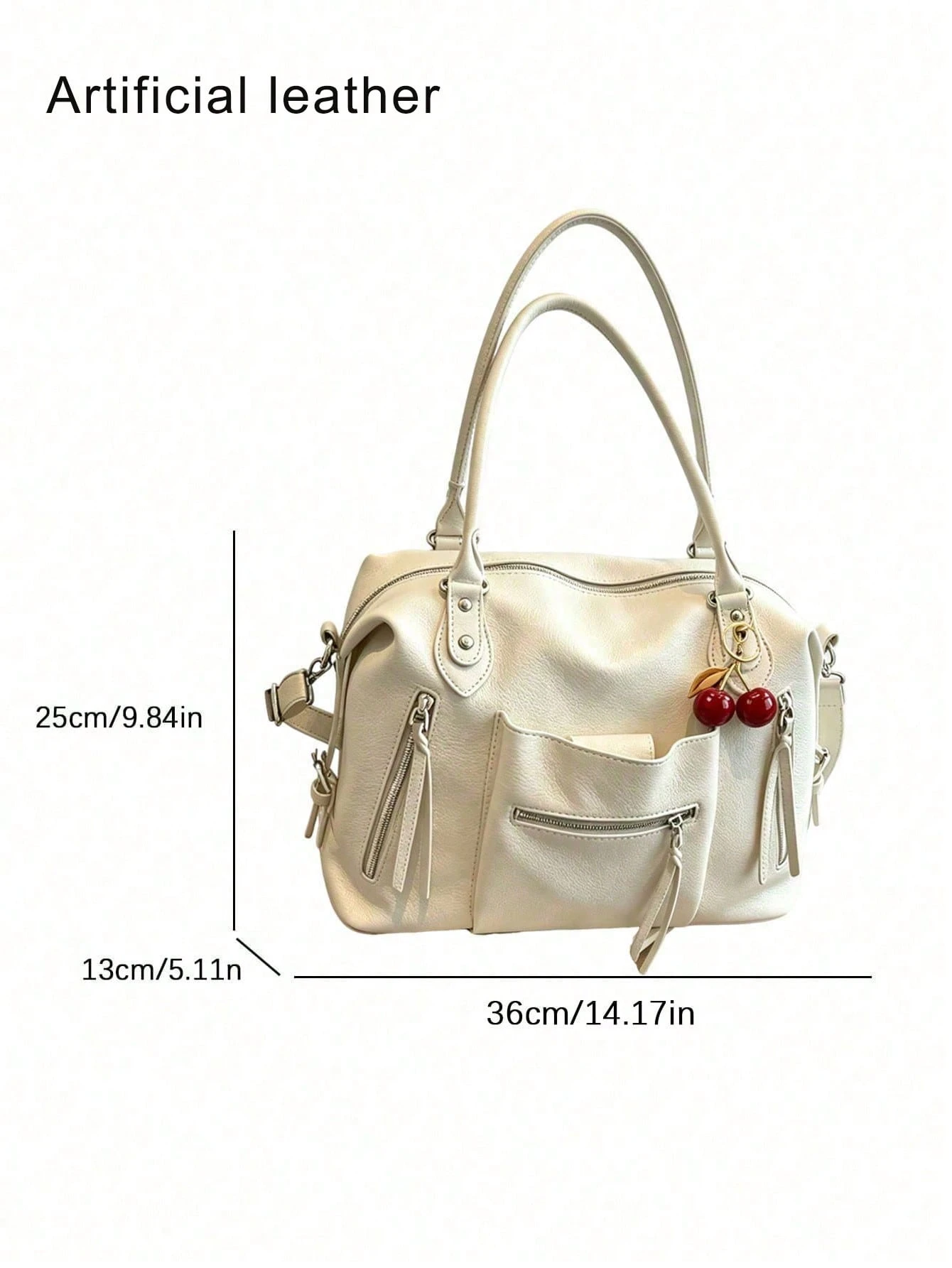 Sac bandoulière grande capacité en similicuir premium, sac fourre-tout vintage — vue 12