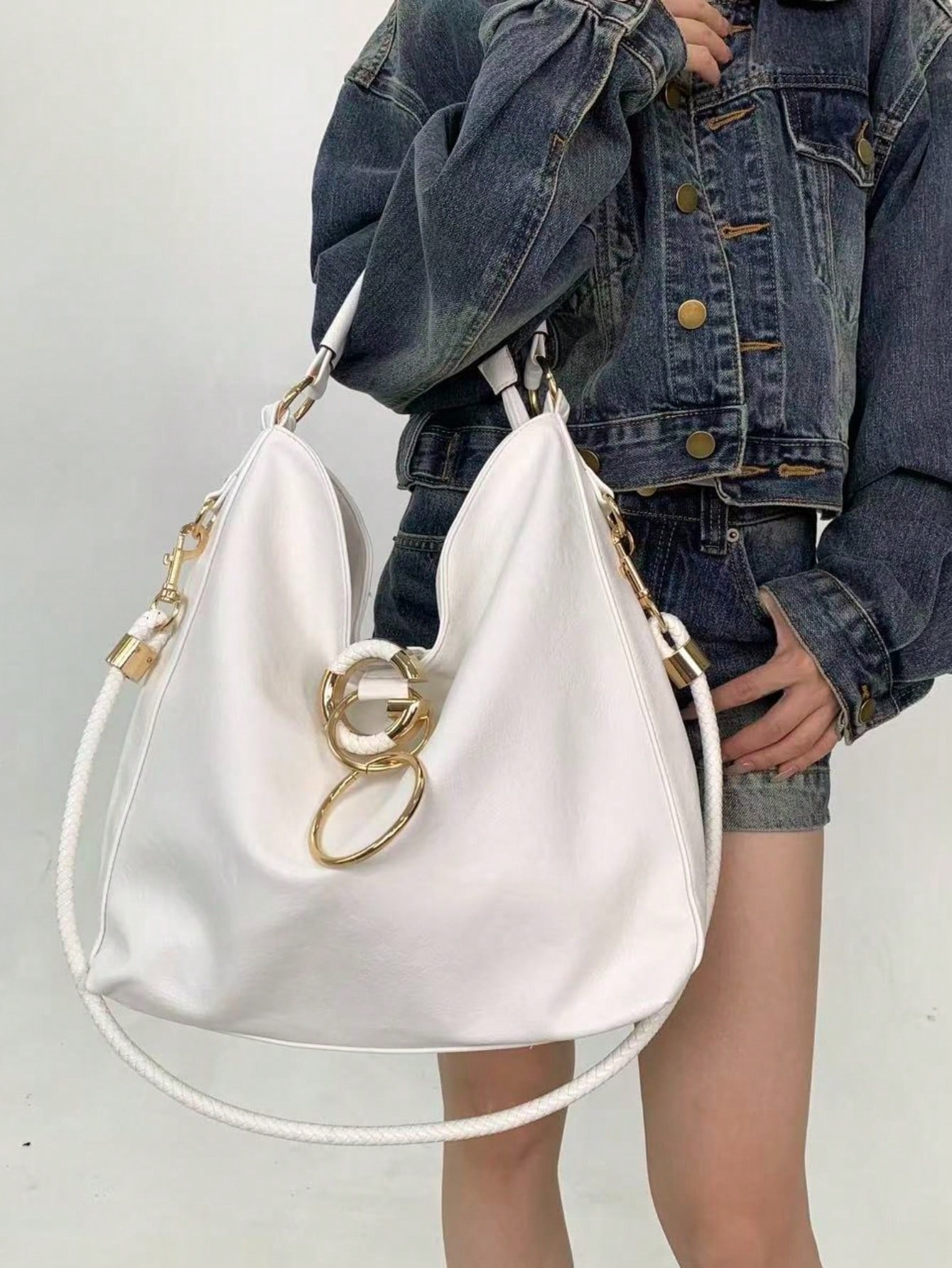 Sac à bandoulière grande capacité style bohème noir pour femmes, sac fourre-tout — vue 10