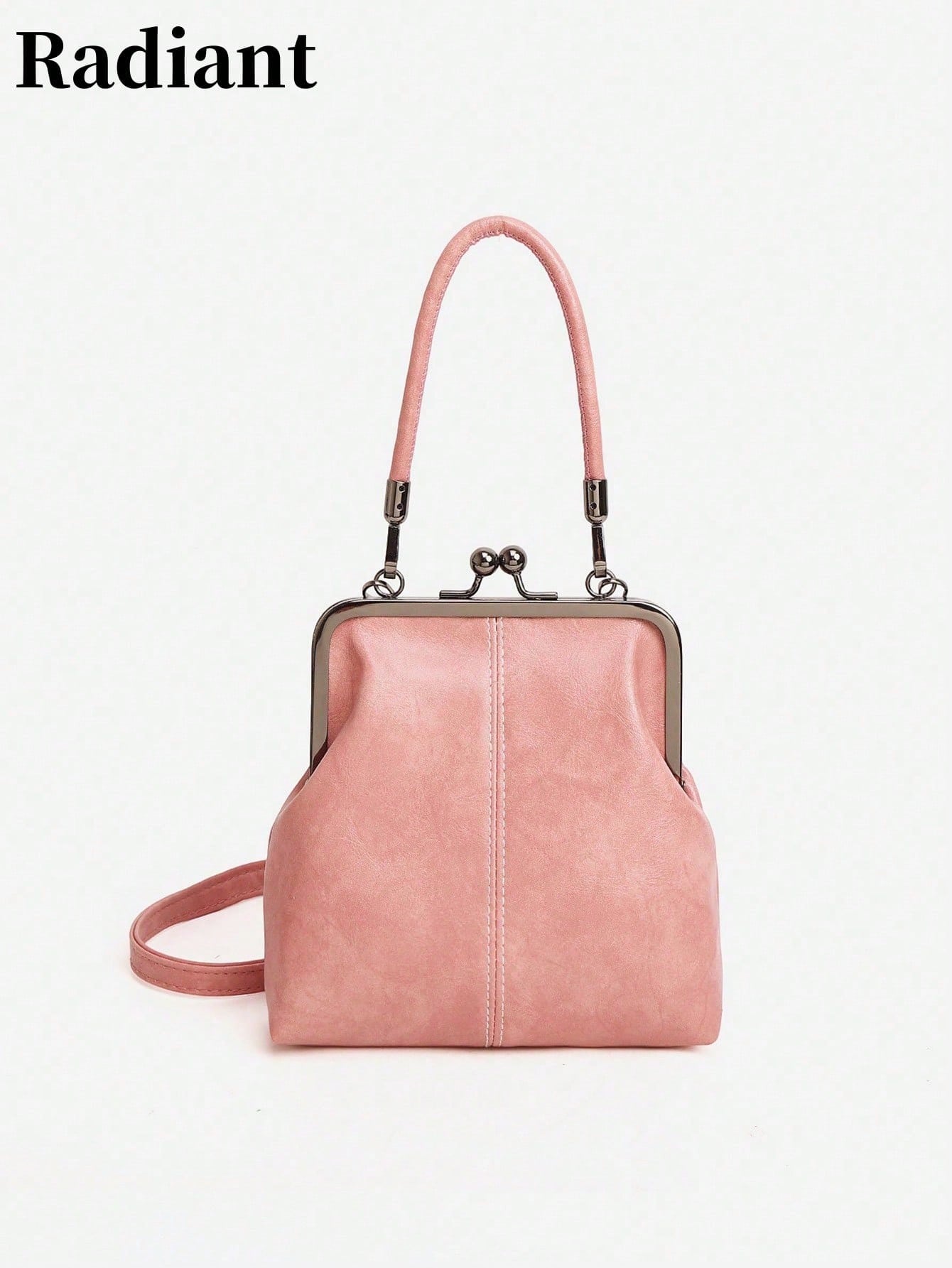 Sac bandoulière rétro en faux, sac à main mini vintage style fermoir baiser pour femmes — vue 3