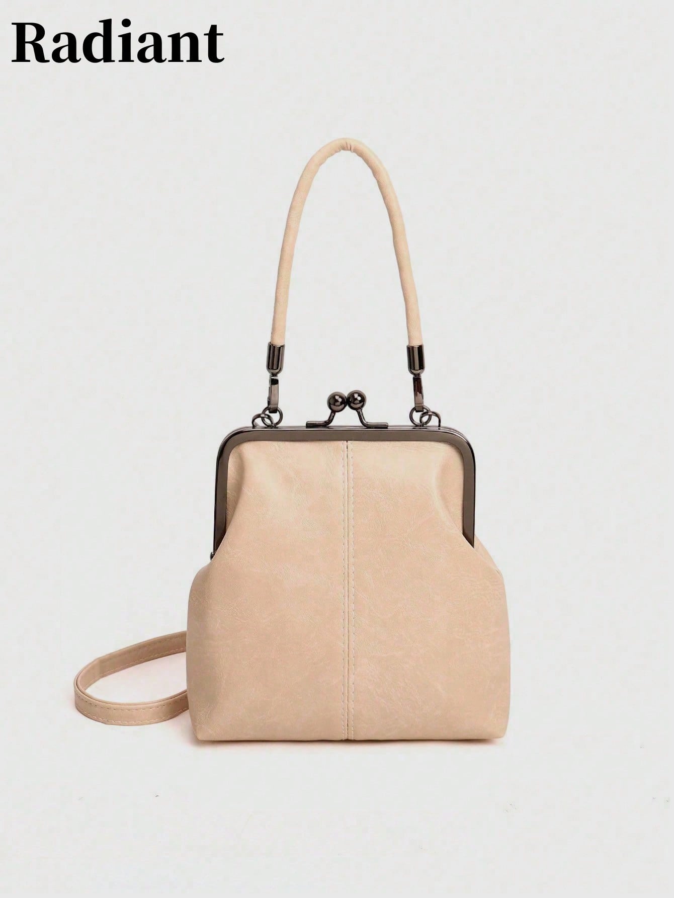 Sac bandoulière rétro en faux, sac à main mini vintage style fermoir baiser pour femmes — vue 2