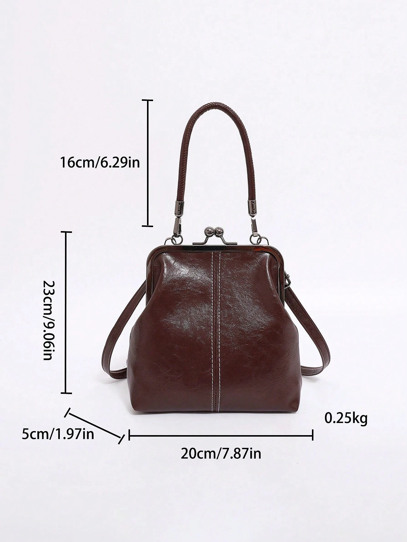Sac bandoulière rétro en faux, sac à main mini vintage style fermoir baiser pour femmes — vue 10