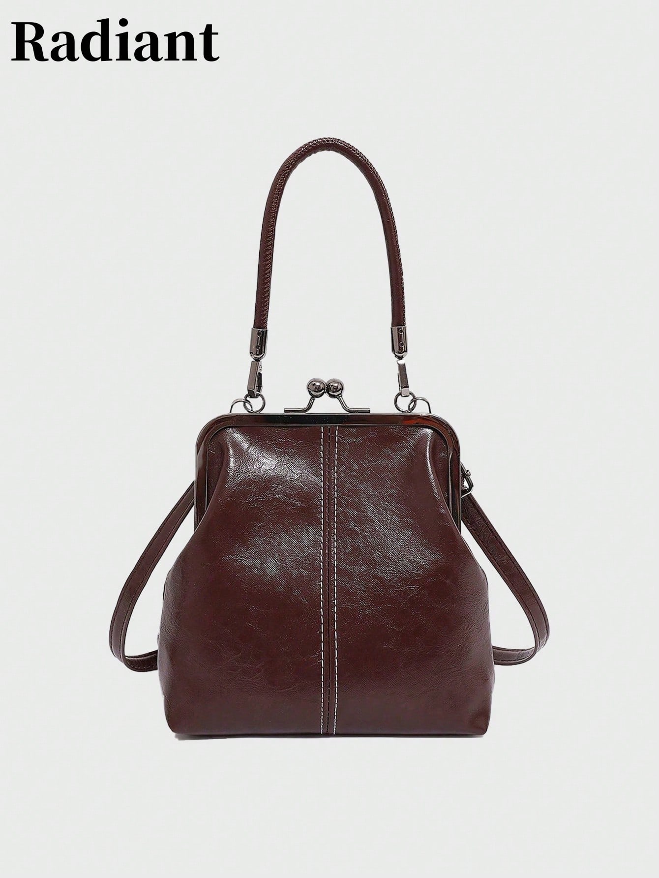 Sac bandoulière rétro en faux, sac à main mini vintage style fermoir baiser pour femmes — vue 7