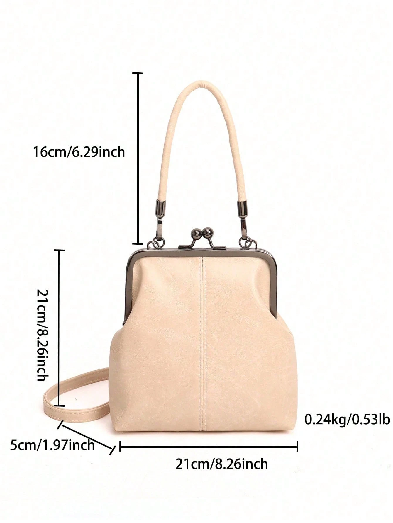 Sac bandoulière rétro en faux, sac à main mini vintage style fermoir baiser pour femmes — vue 11