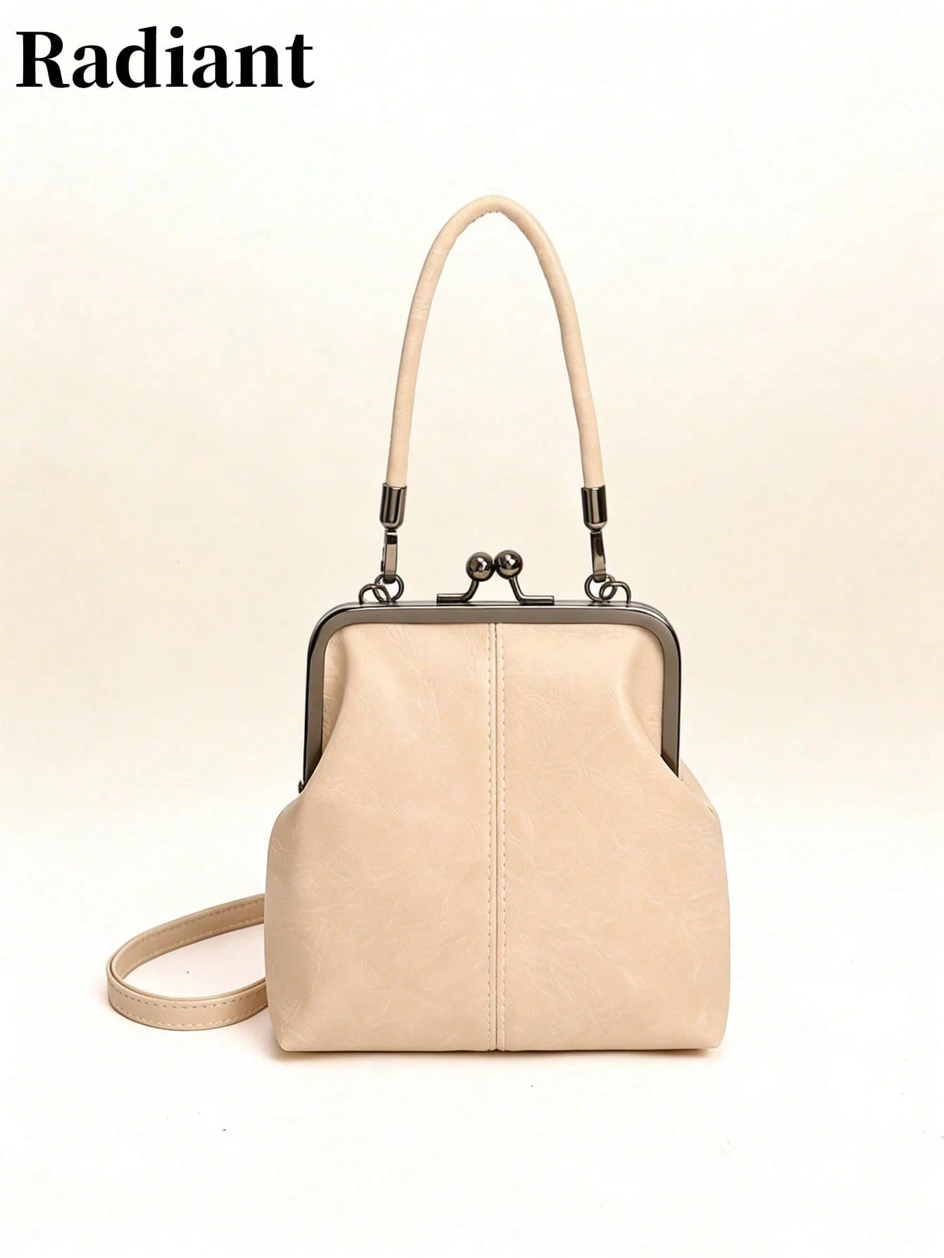 Sac bandoulière rétro en faux, sac à main mini vintage style fermoir baiser pour femmes — vue 8
