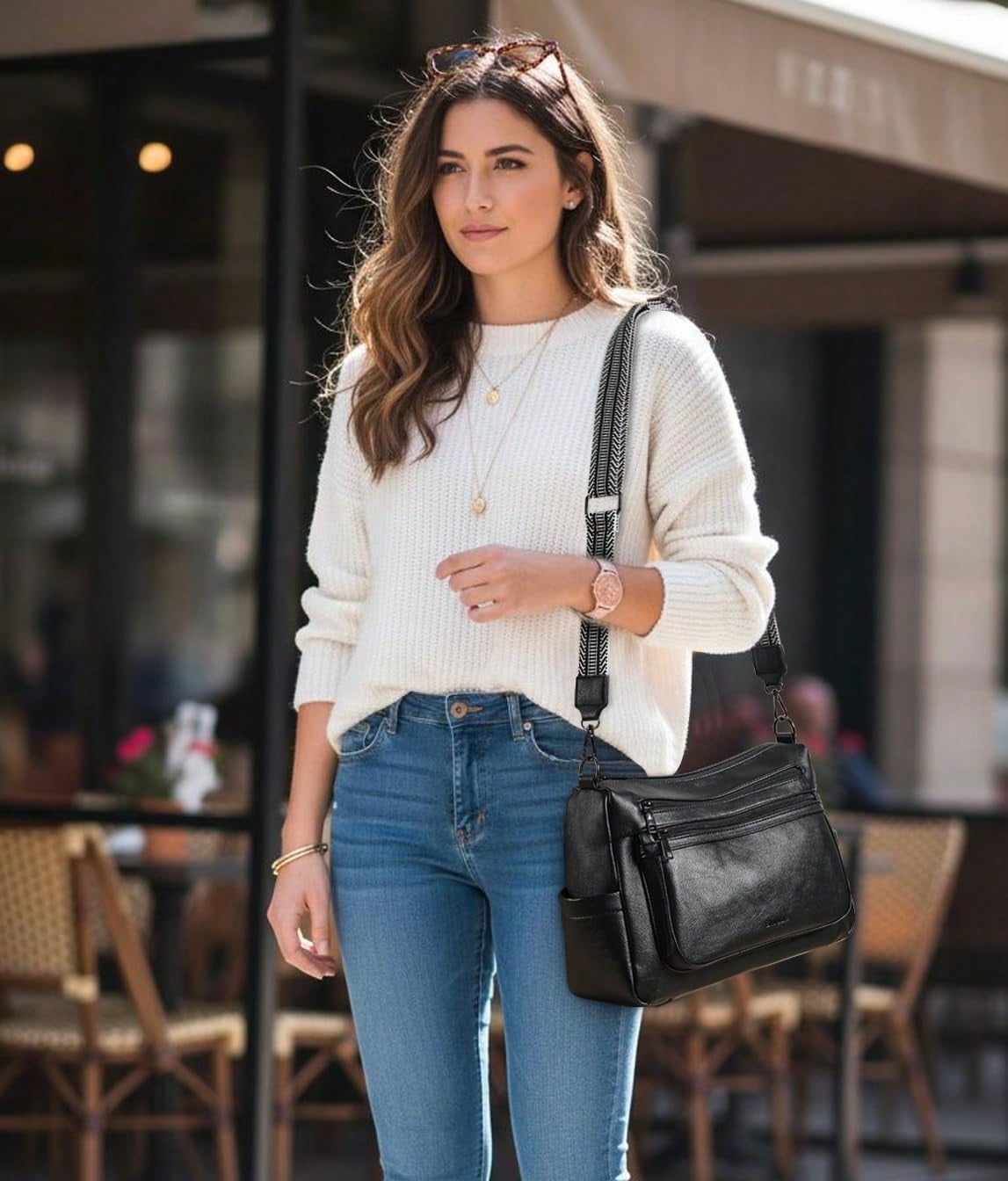 Sac bandoulière Bluome pour femme – Sac à main pour femme de taille moyenne vegan, — vue 11