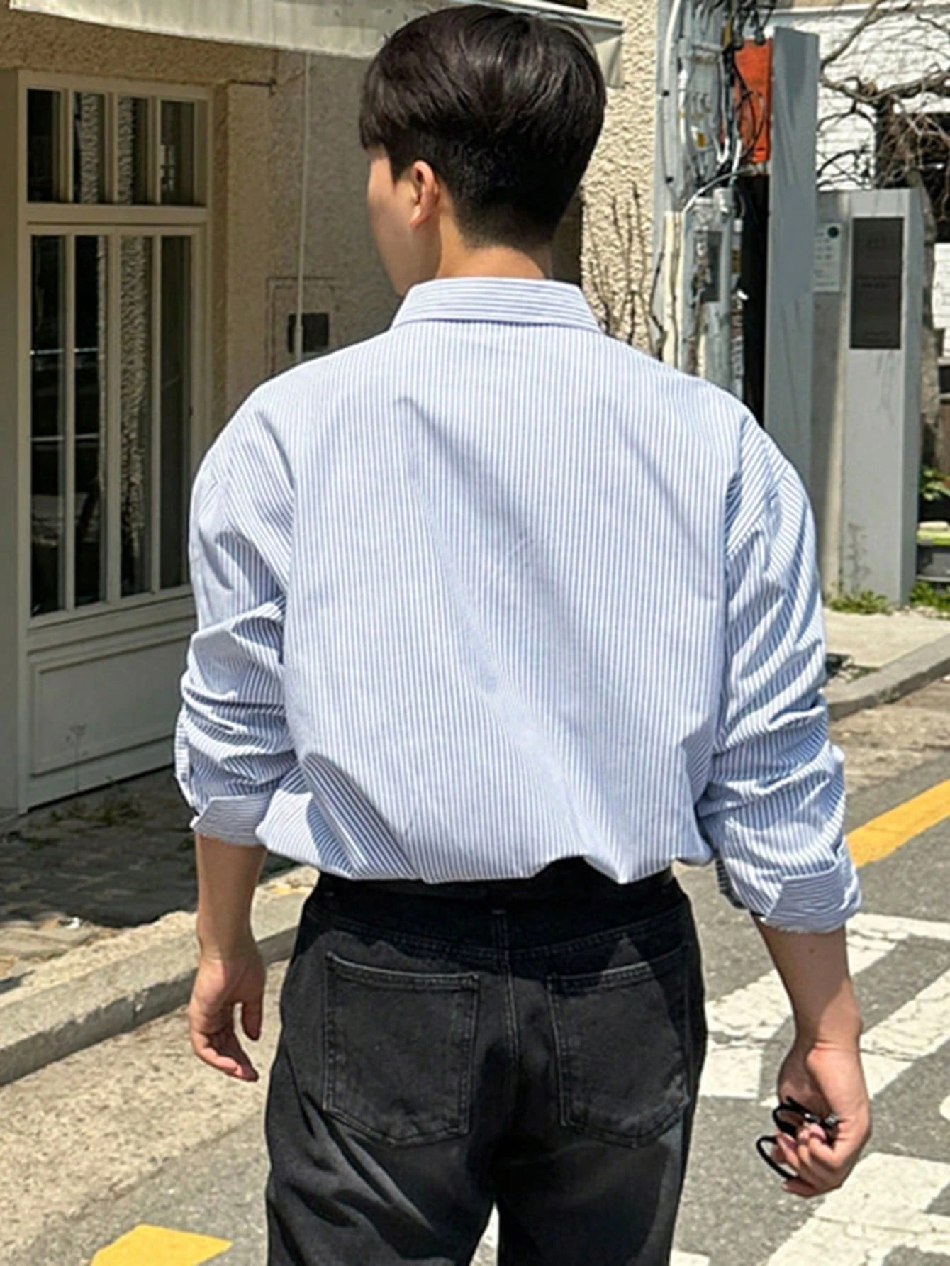 DAZY Chemise décontractée rayée pour hommes, mode minimaliste pour le travail et le port — vue 5