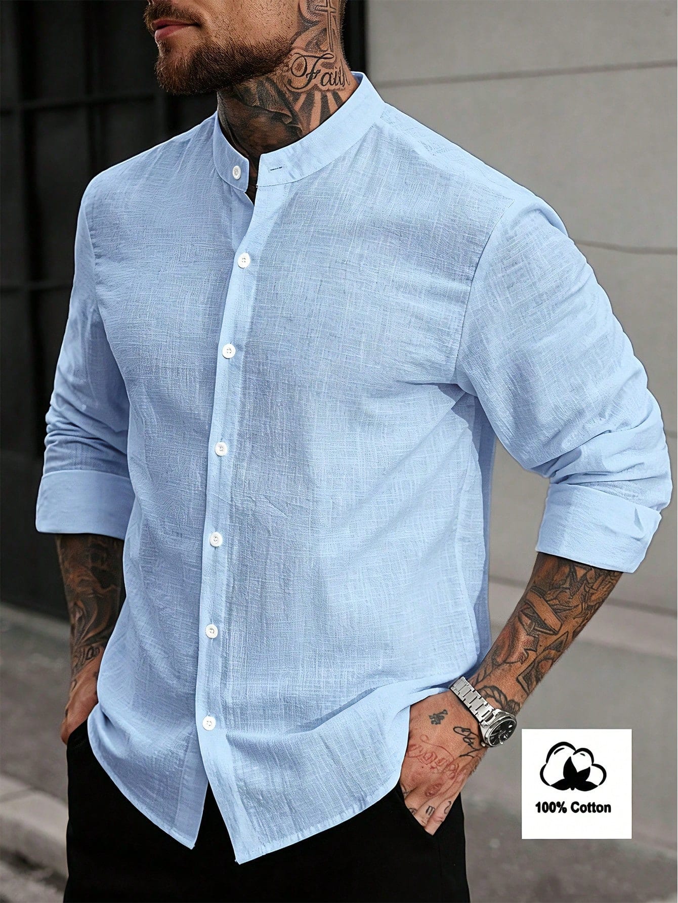 Manfinity Homme Chemise décontractée polyvalente pour homme, couleur unie, simple
