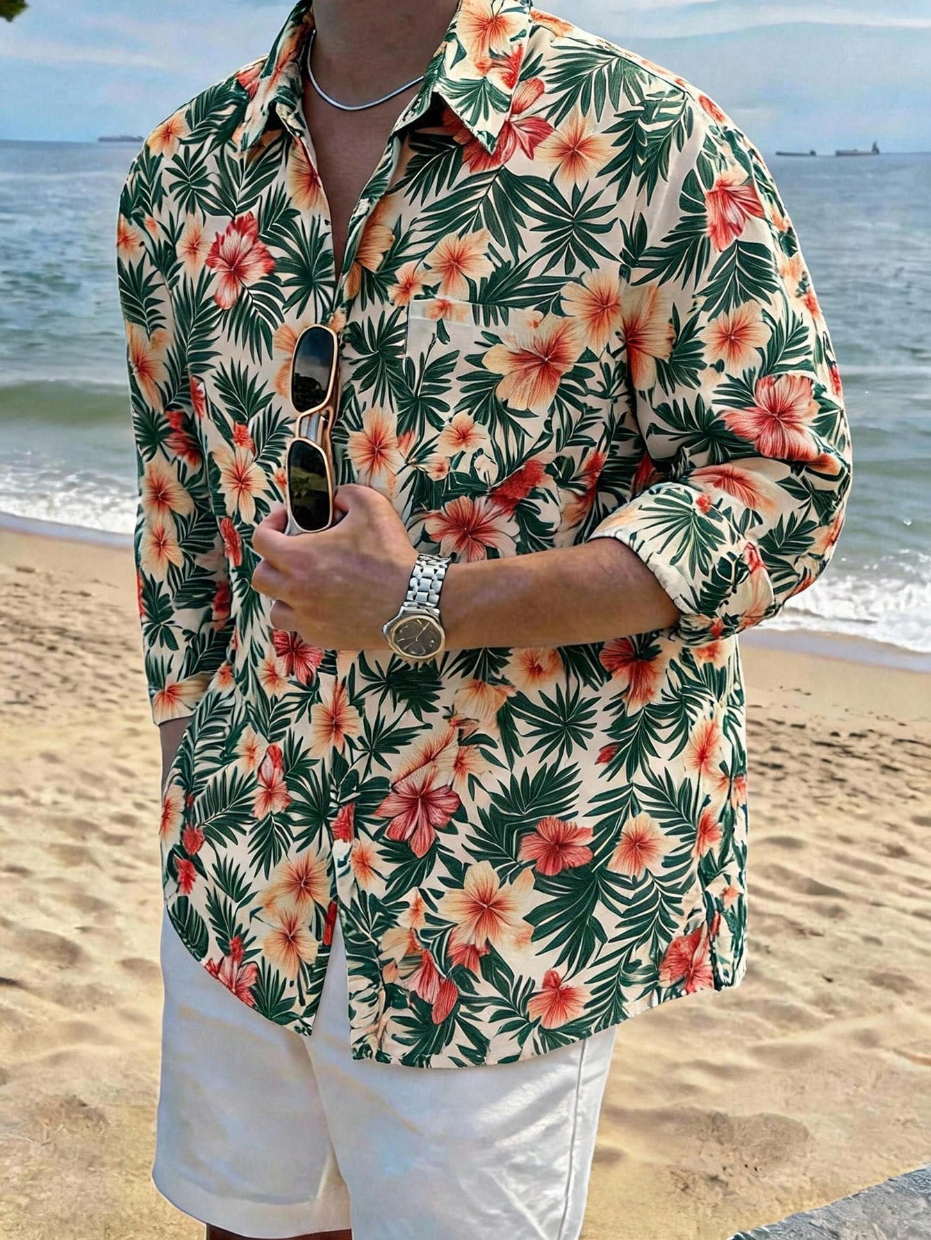 DAZY Chemise à manches longues rayée bleue pour hommes, printemps — vue 4